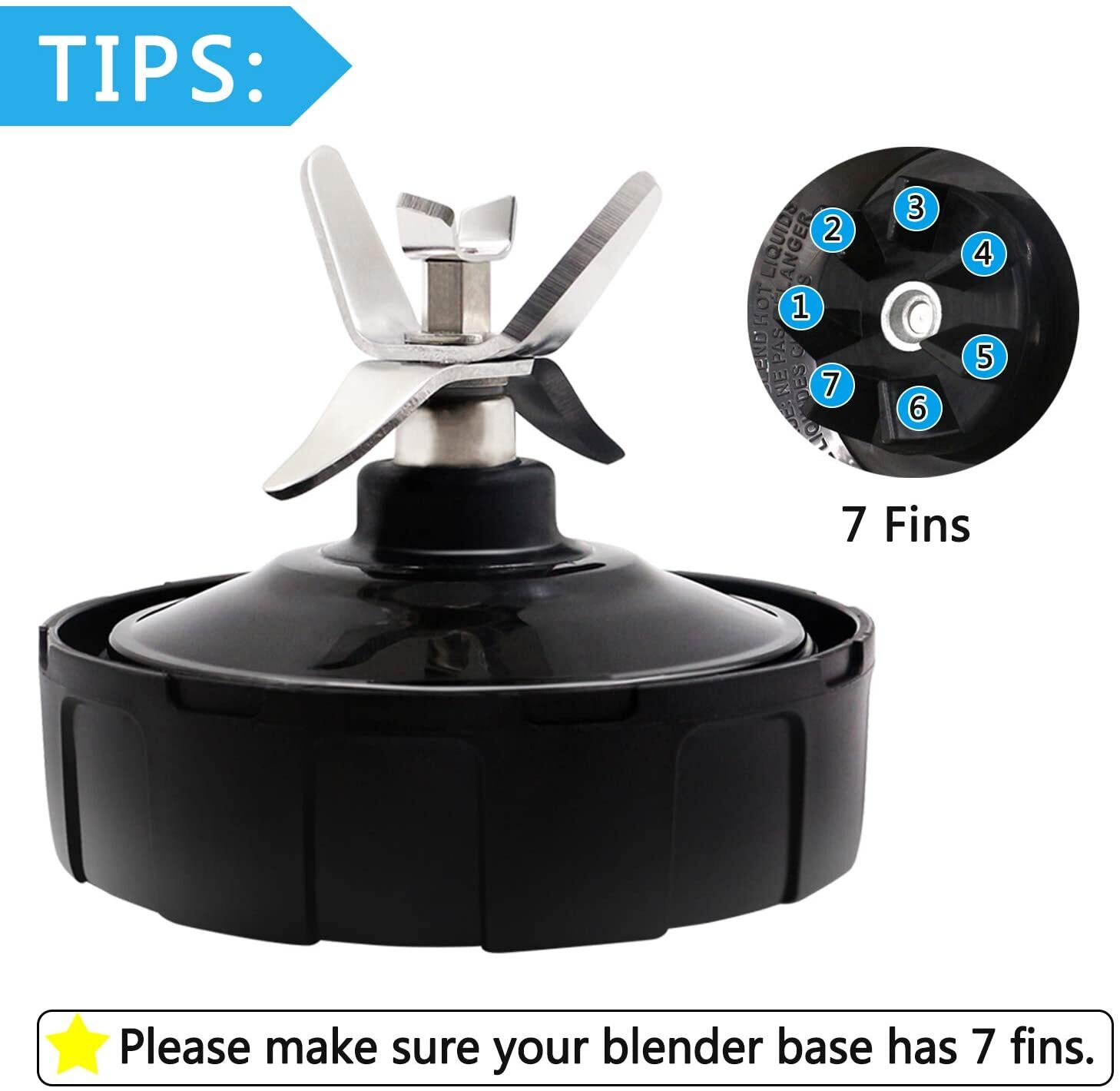 Replacement Extractor 7 Fin Blade Compatible with Nutri Ninja Auto IQ Blenders