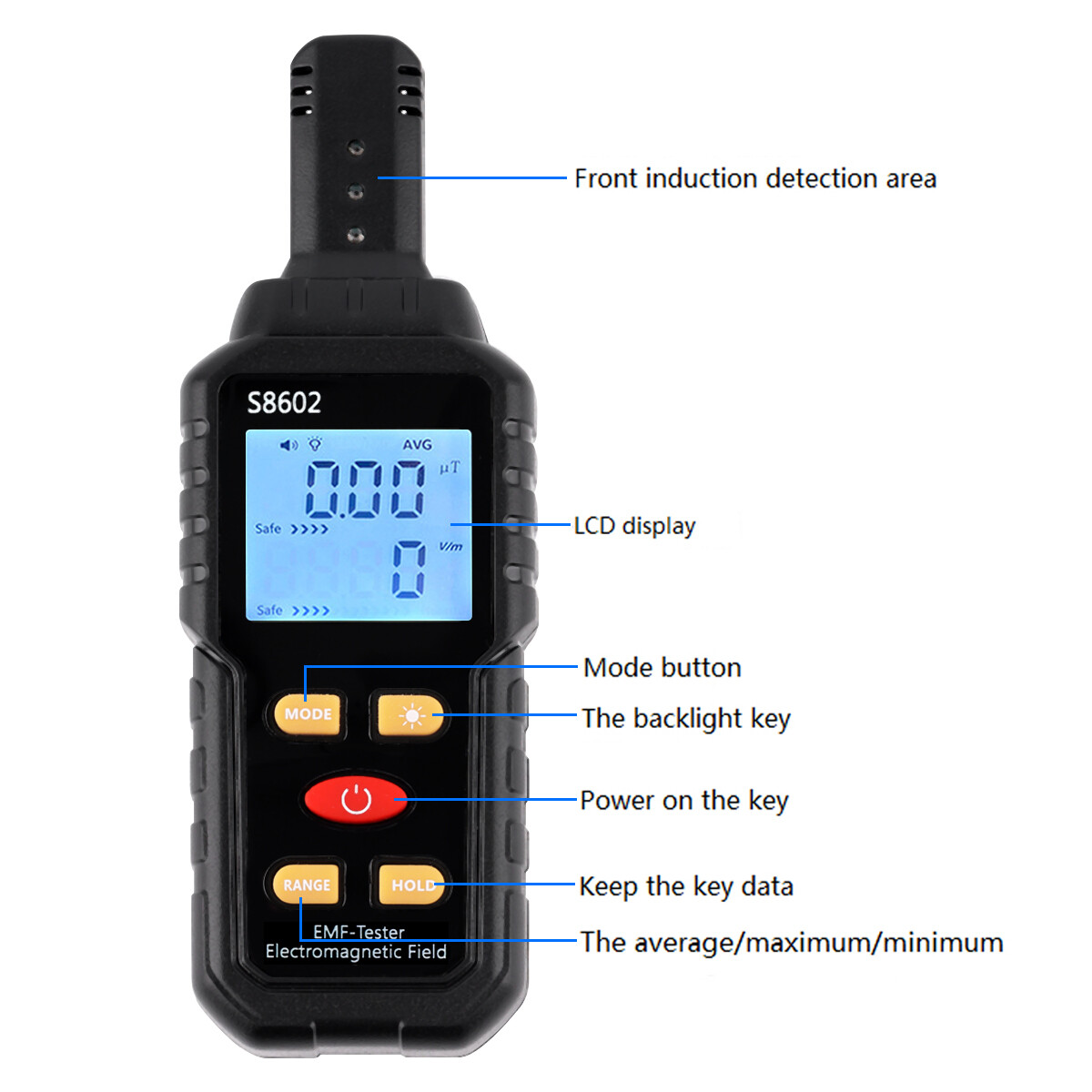 3 In 1 Radiation Detector Dosimeter Geiger Counter EMF Electromagnetic Tester