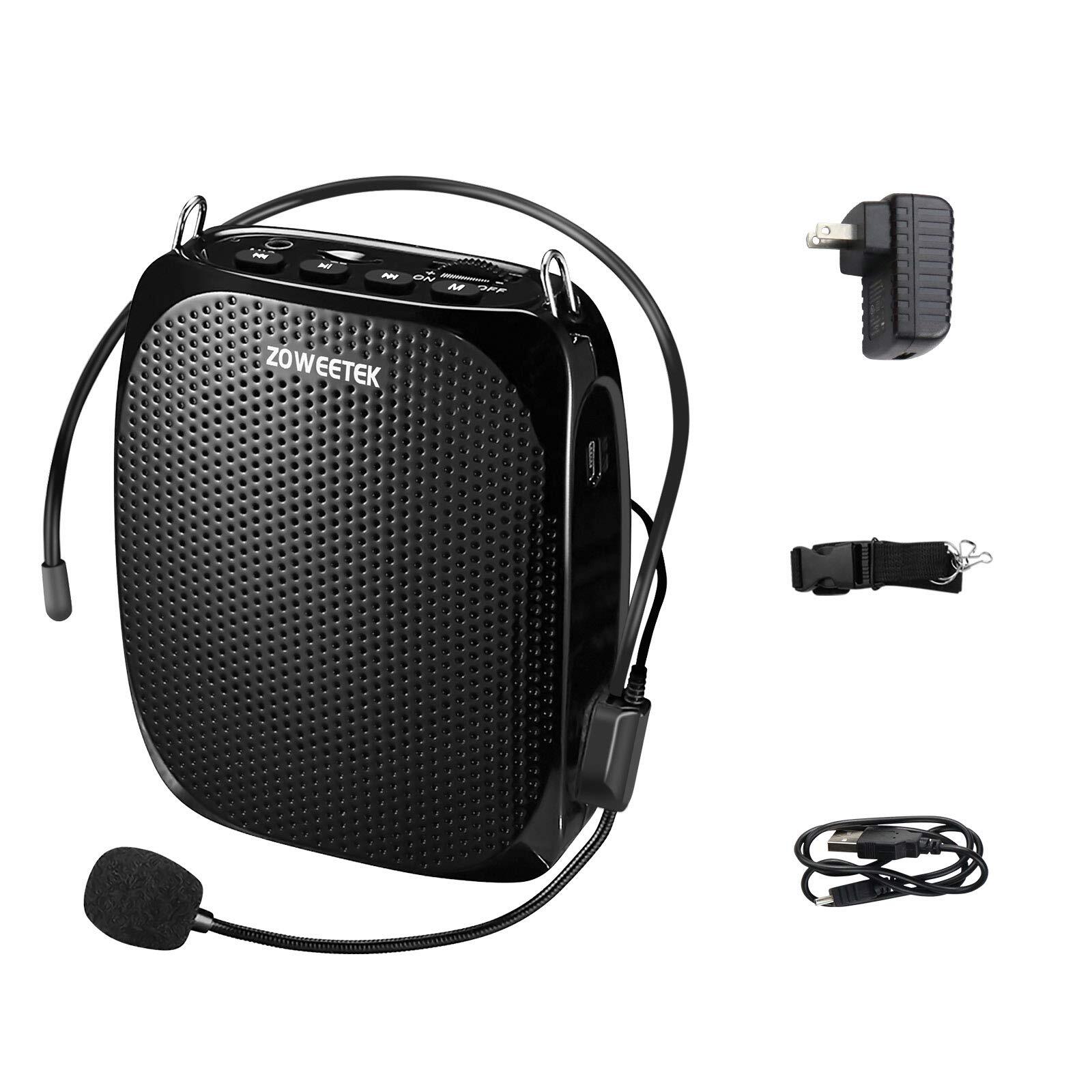 ZOWEETEK Mini Voice Amplifier for Teachers Rechargeable Wired Headset & MP3 ...