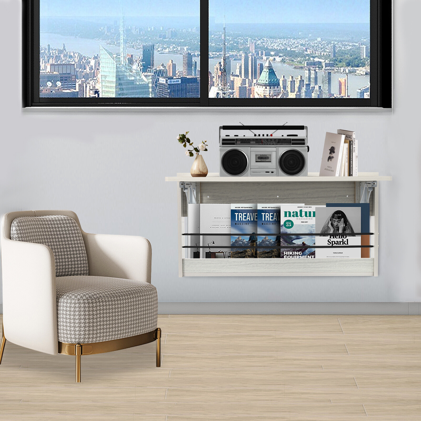 Folding Table Wall Mounted Folding Table Study Table Space Saving 31.5x16.3 in