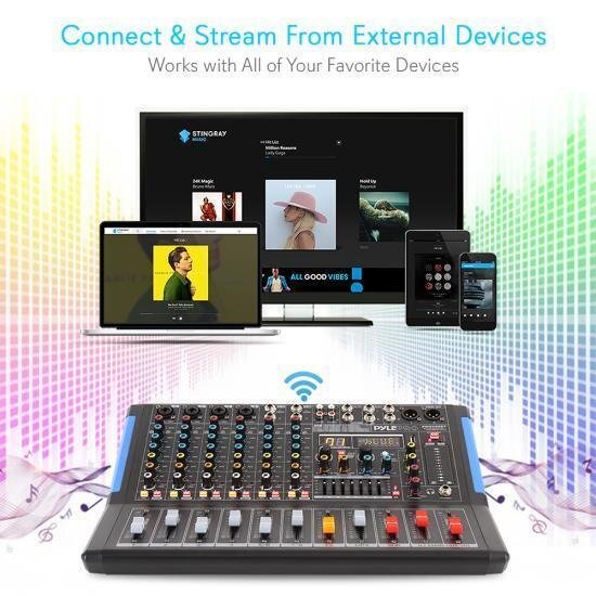 Pyle PMXU88BT Bluetooth 8 Ch. Studio DJ Controller Audio Mixer Console System