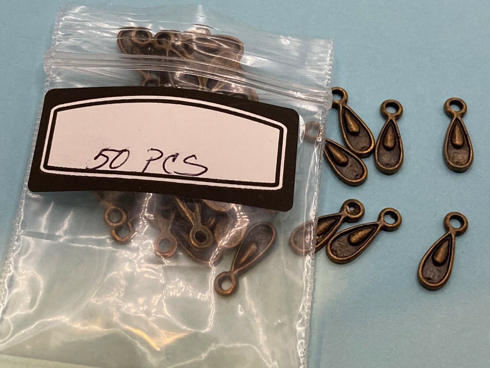 Jewelry Making Earring Drops, Antiqued Brass Finished Pewter 14x5mm Teardrop