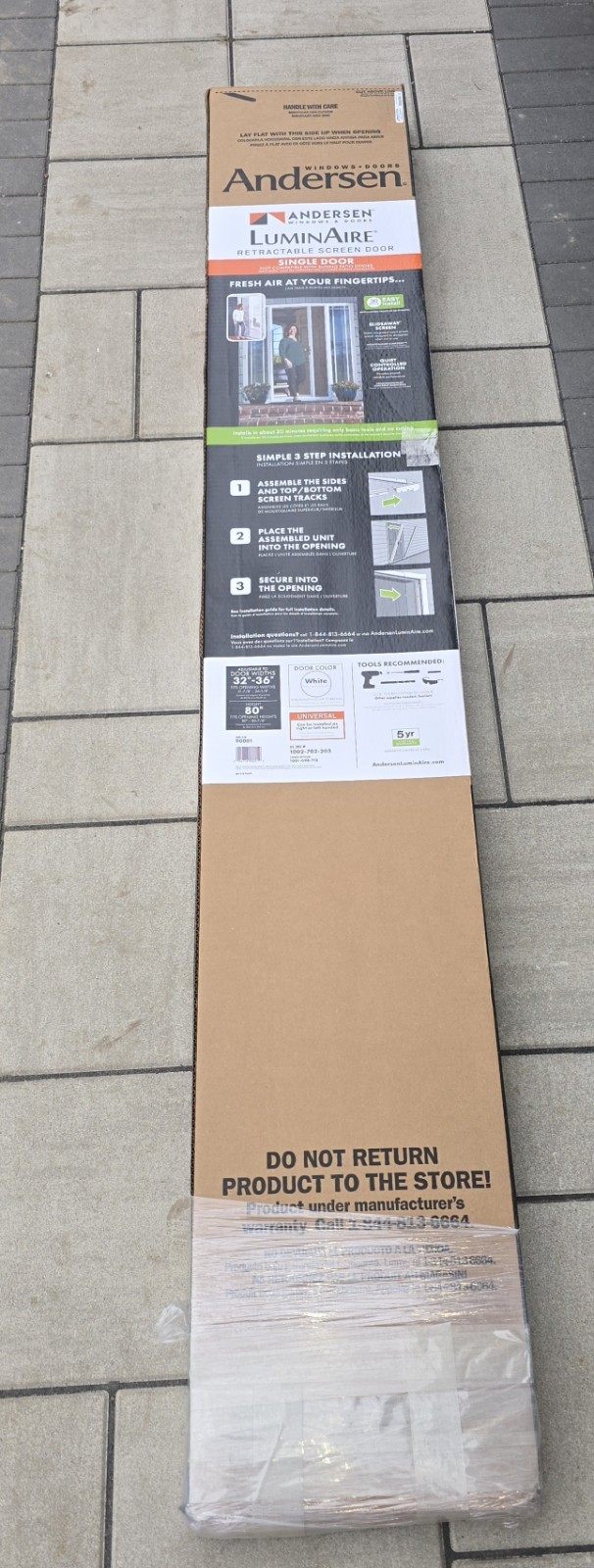 Andersen LuminAire Retractable Insect Screen - Single Door 32-36" x 80" - White