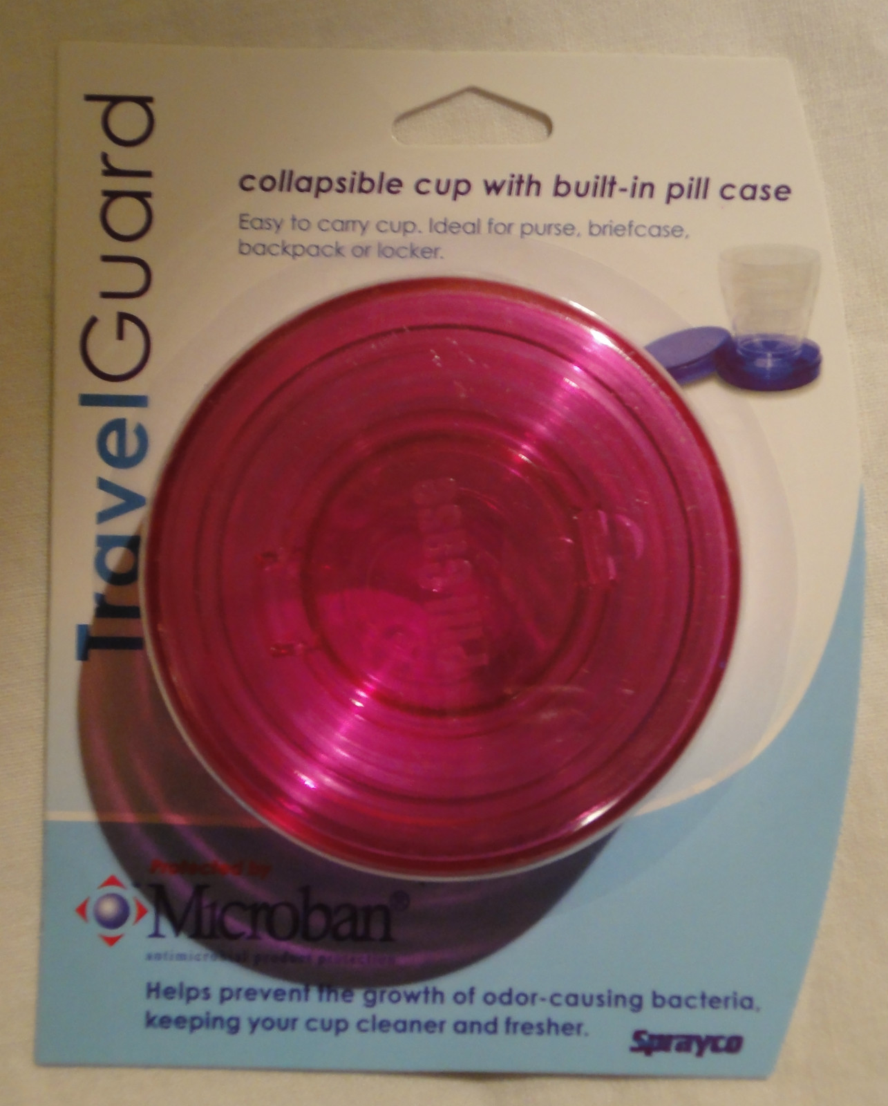 Travel Guard Collapsible Cup with Built-In Pill Case w/ Microban Protection