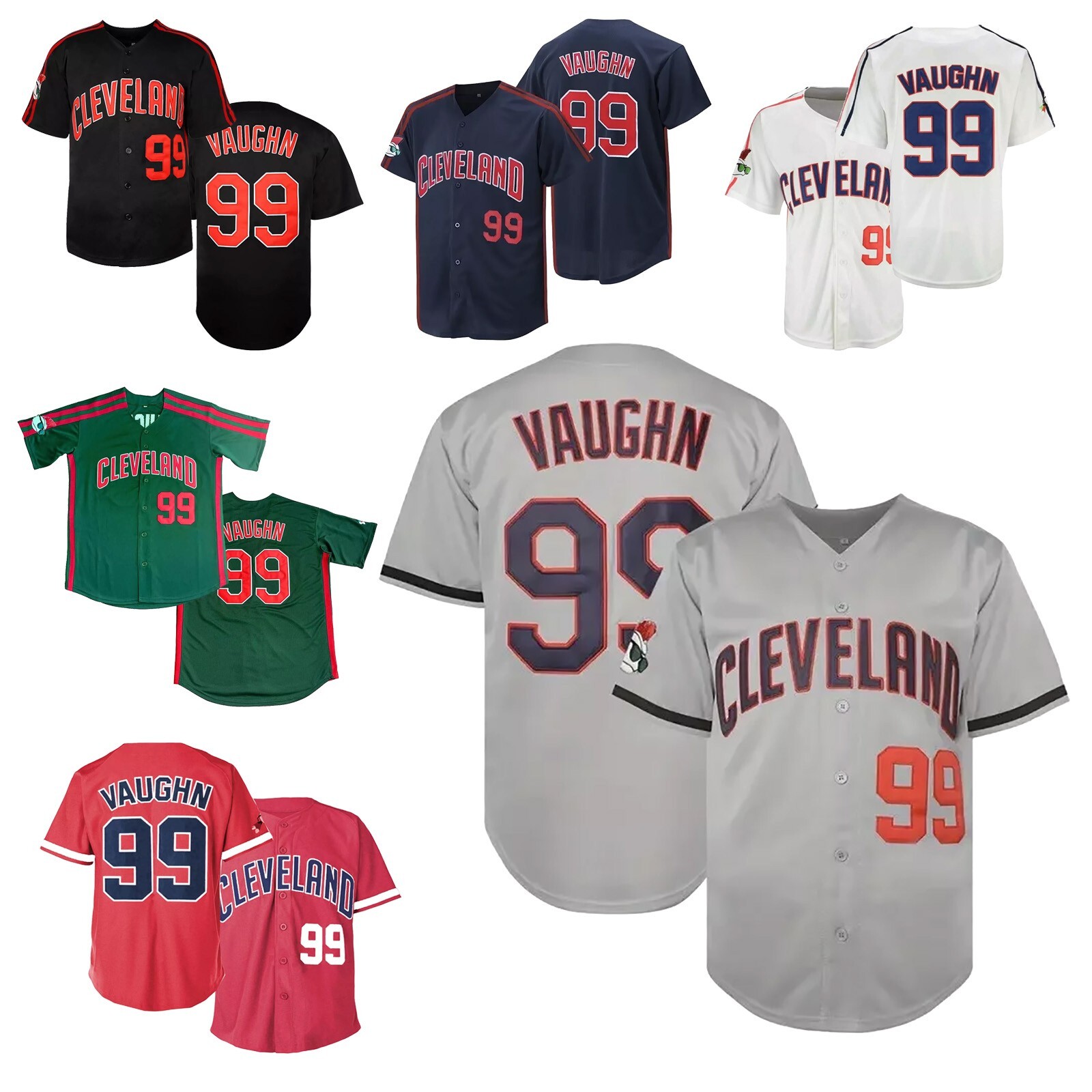 Movie Rick Vaughn #99 Jersey Wild Thing Sewn 6 Colors Youth/Men Custom S-6XL