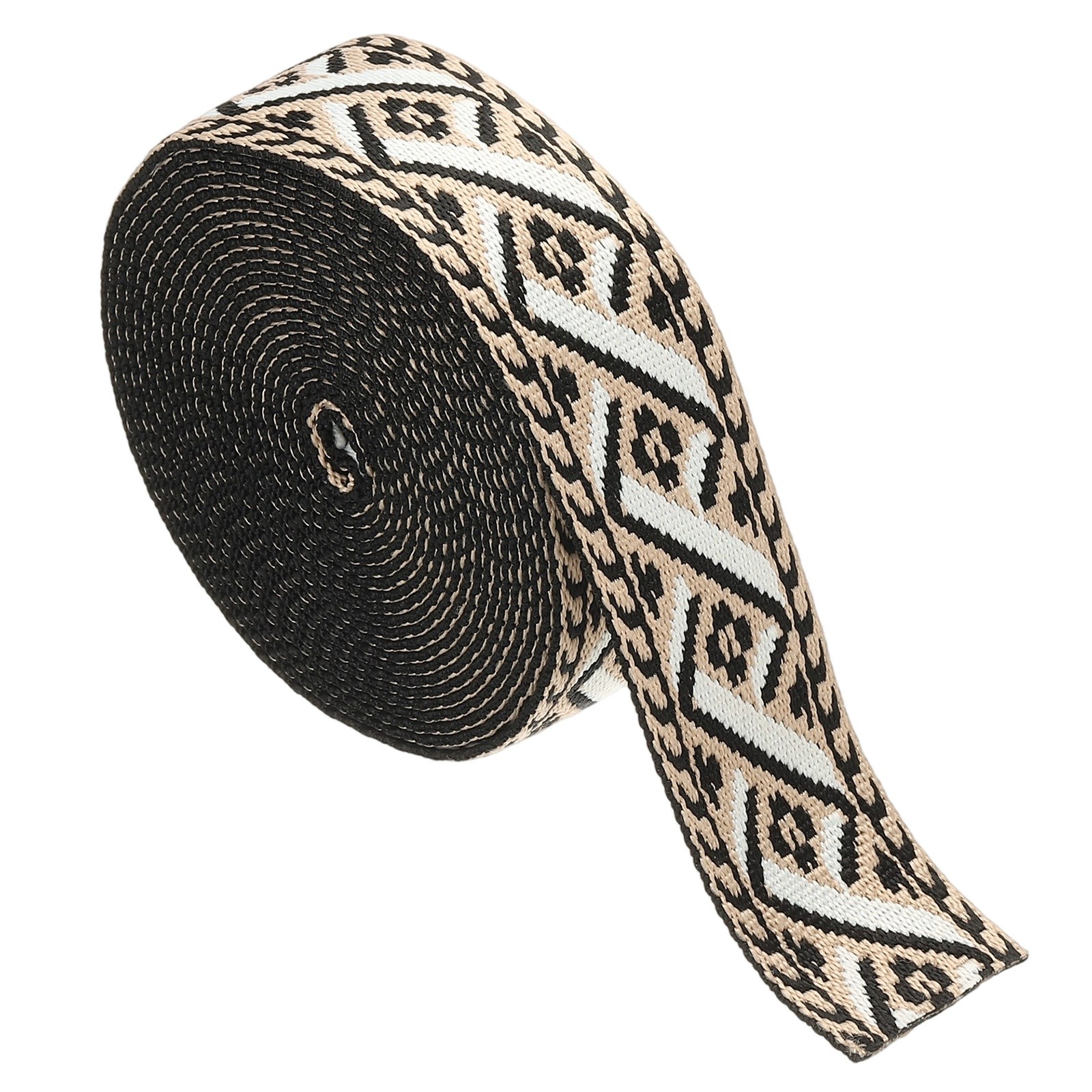 4.75Yards Cotton Webbing Strap 38mm Jacquard Webbing Strap, Black-White