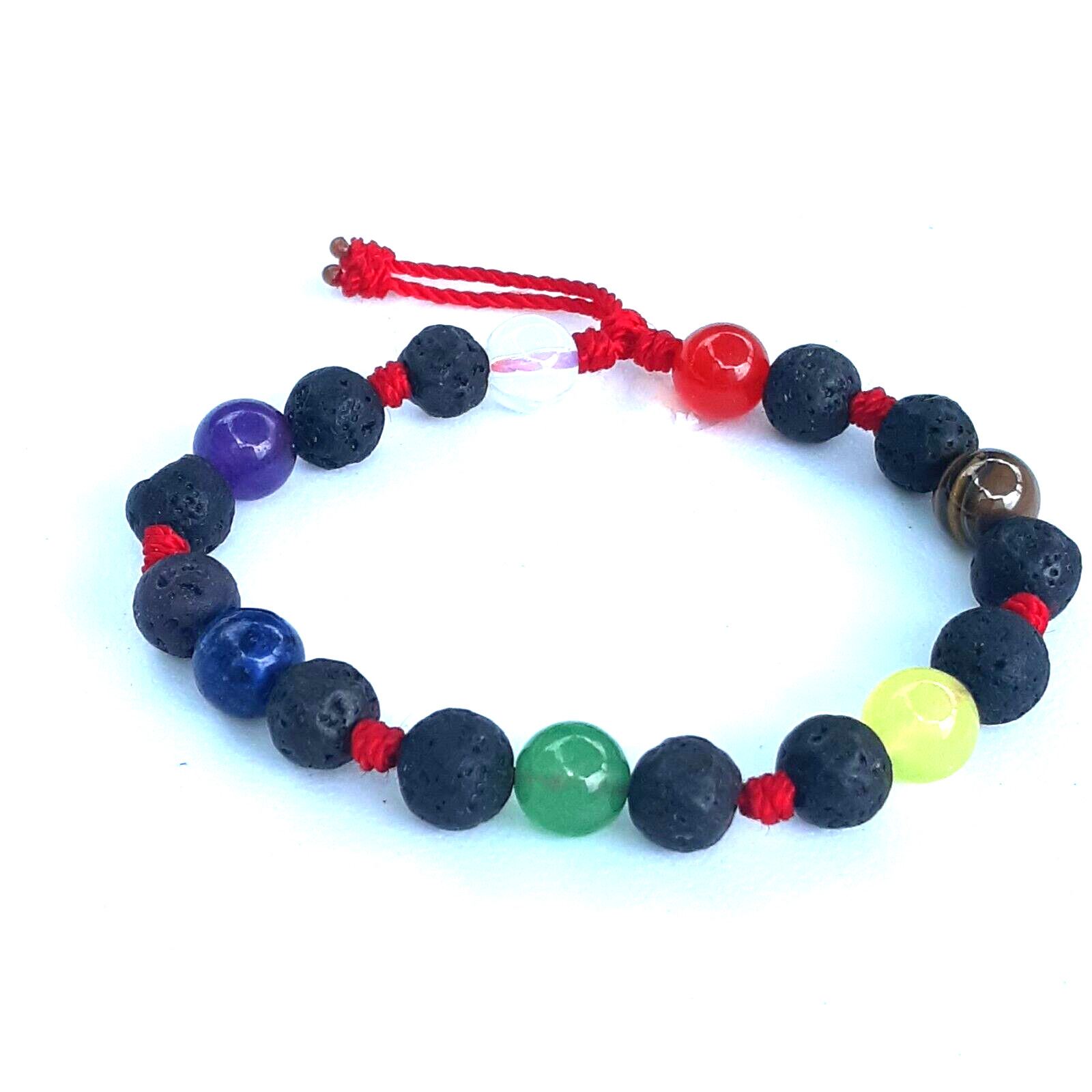 Protection Bracelets 7Chakras with Lava in Red string