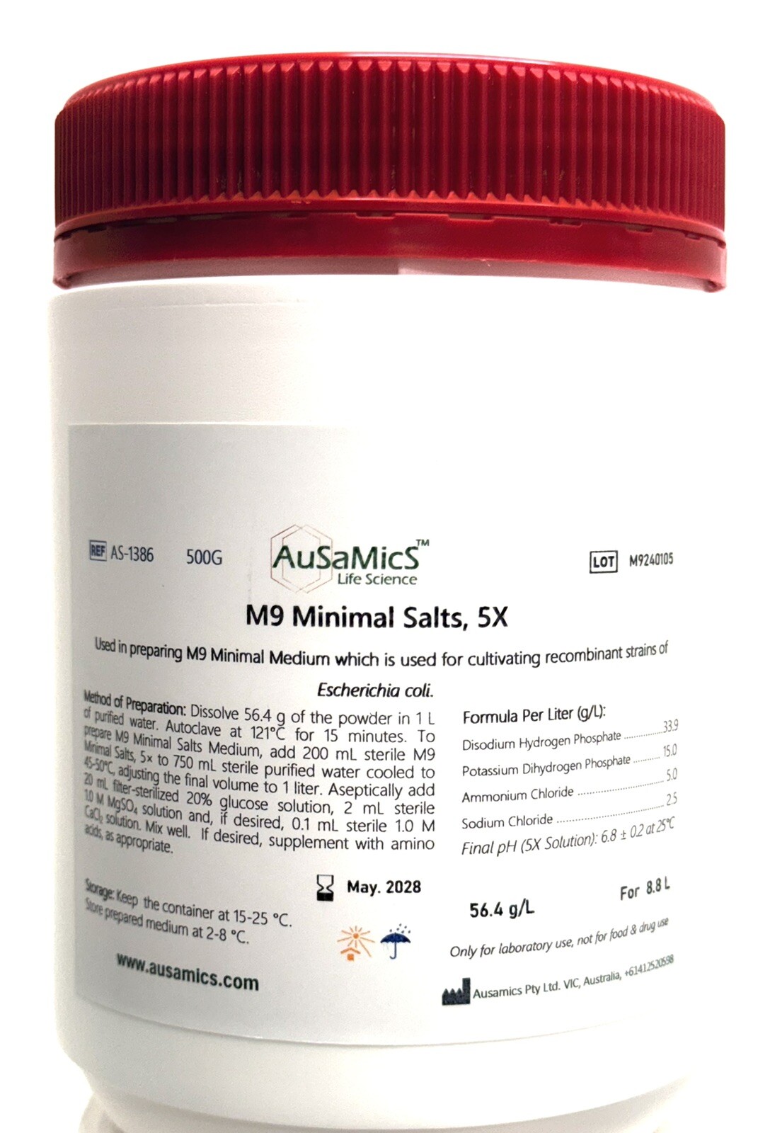 M9 Minimal Salts, 5X For Cultivating of Escherichia coli in Molecular Biology