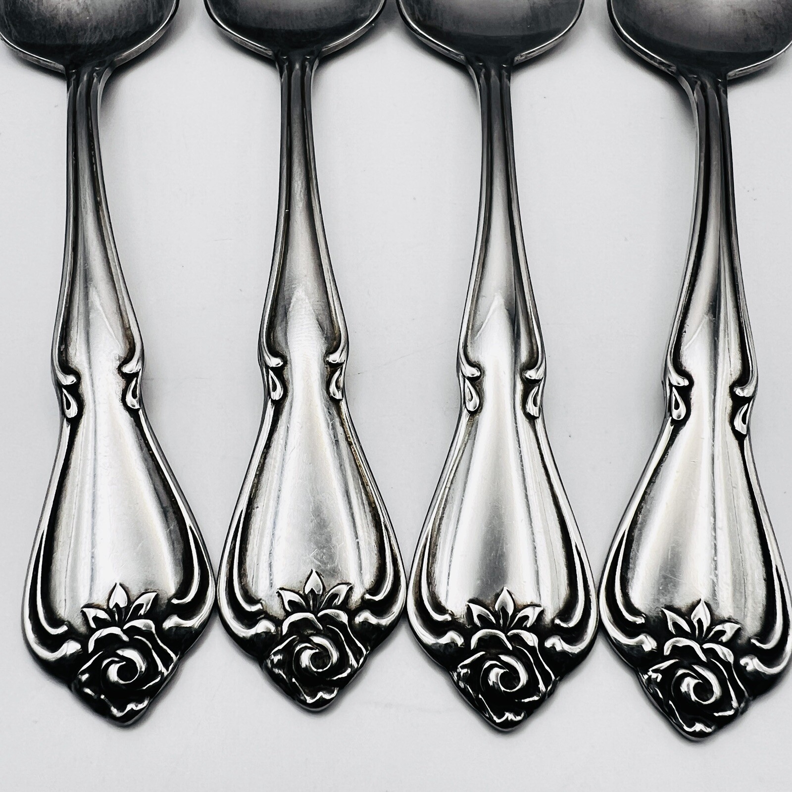 4 Oneida Ltd Arbor Rose / True Rose Teaspoons Stainless Flatware 6”
