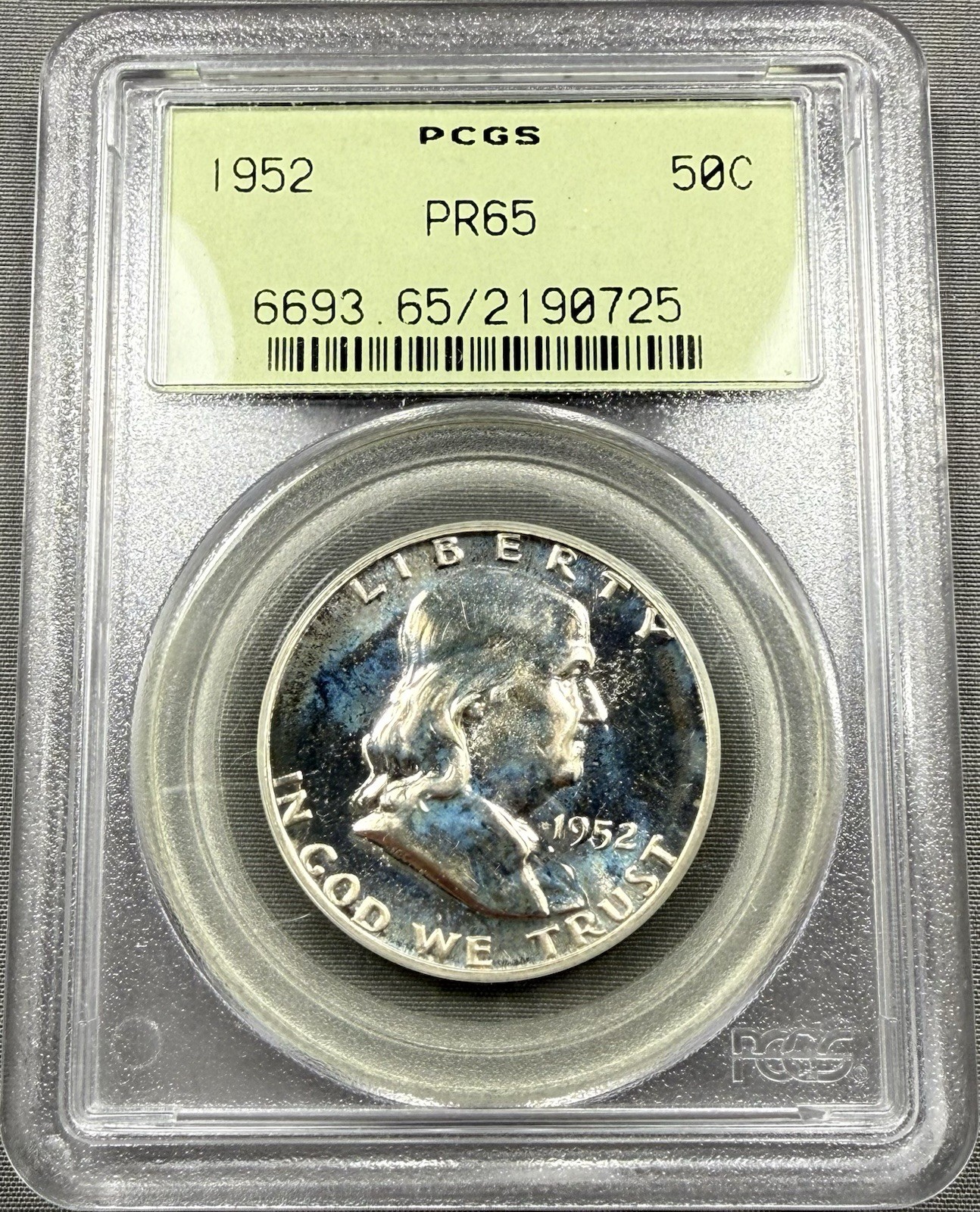 1952 Franklin Half Dollar 50c - PCGS PR65 - OGH Green Holder
