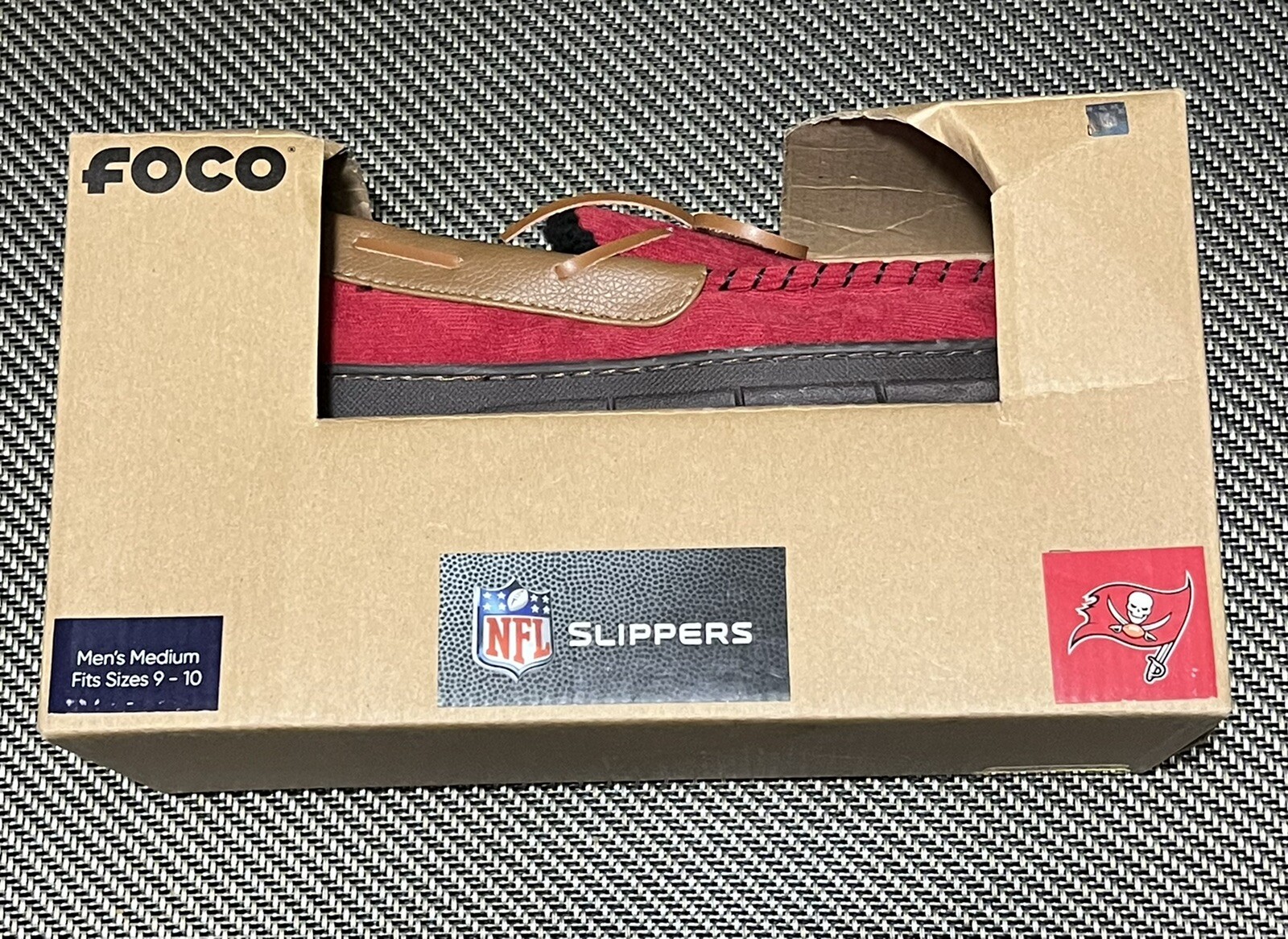 FOCO NFL MOCCASIN SLIPPERS Tampa Bay Bucs Buccaneers MEN'S LARGE 9-10 NEW
