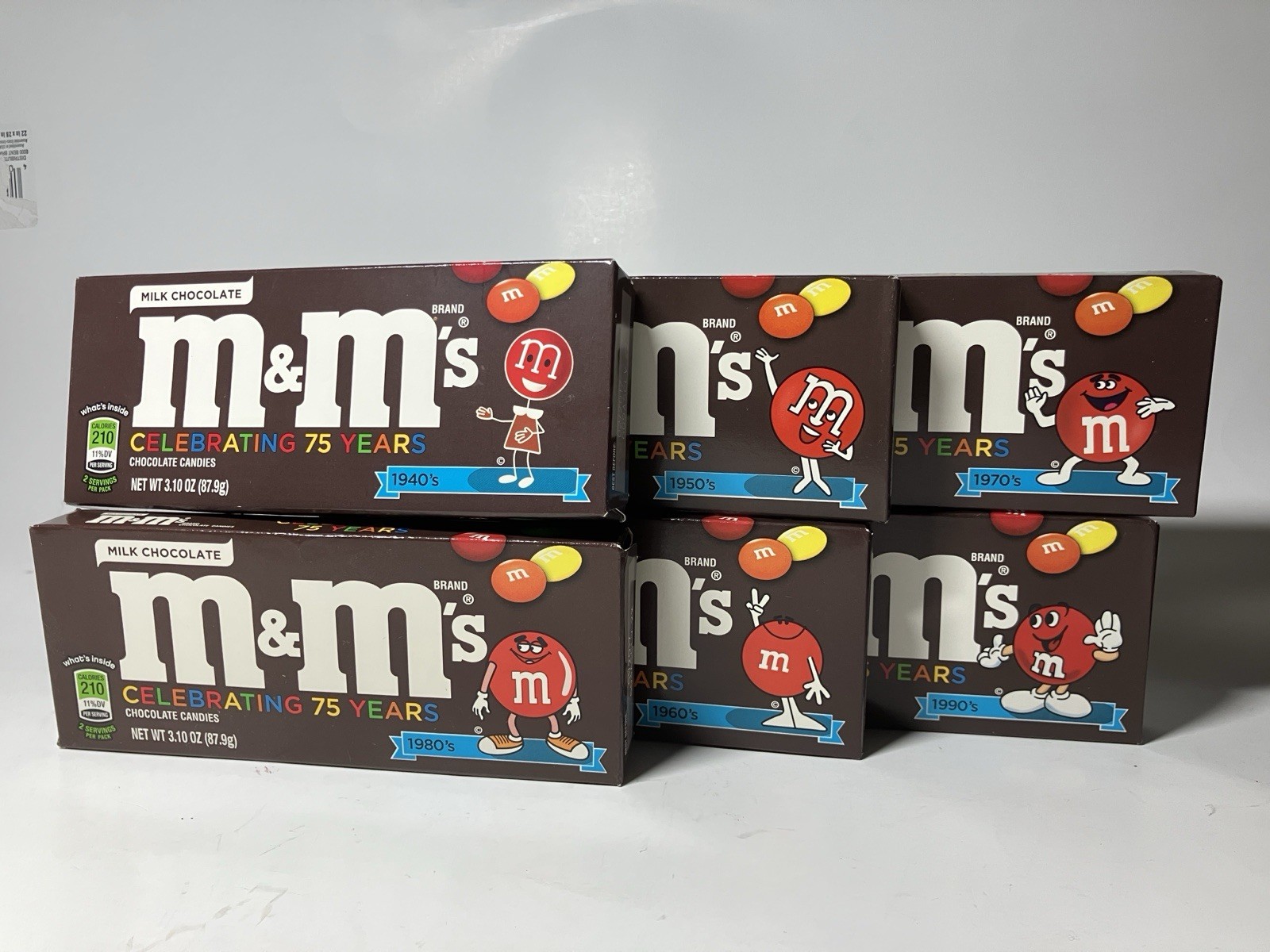 Chocolate M&Ms 75th Anniversary Limited Edition Boxes Set Of 6 (Empty)