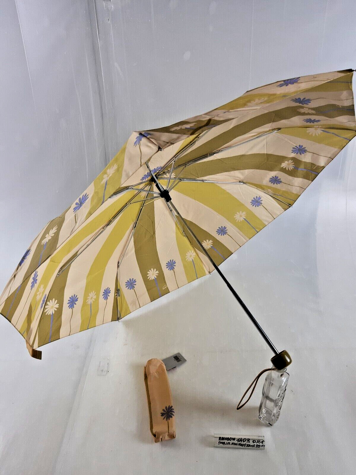 Women/Unisex Mini Manual Umbrella - 8 Sticks - Beige - 1403 - Rainbow