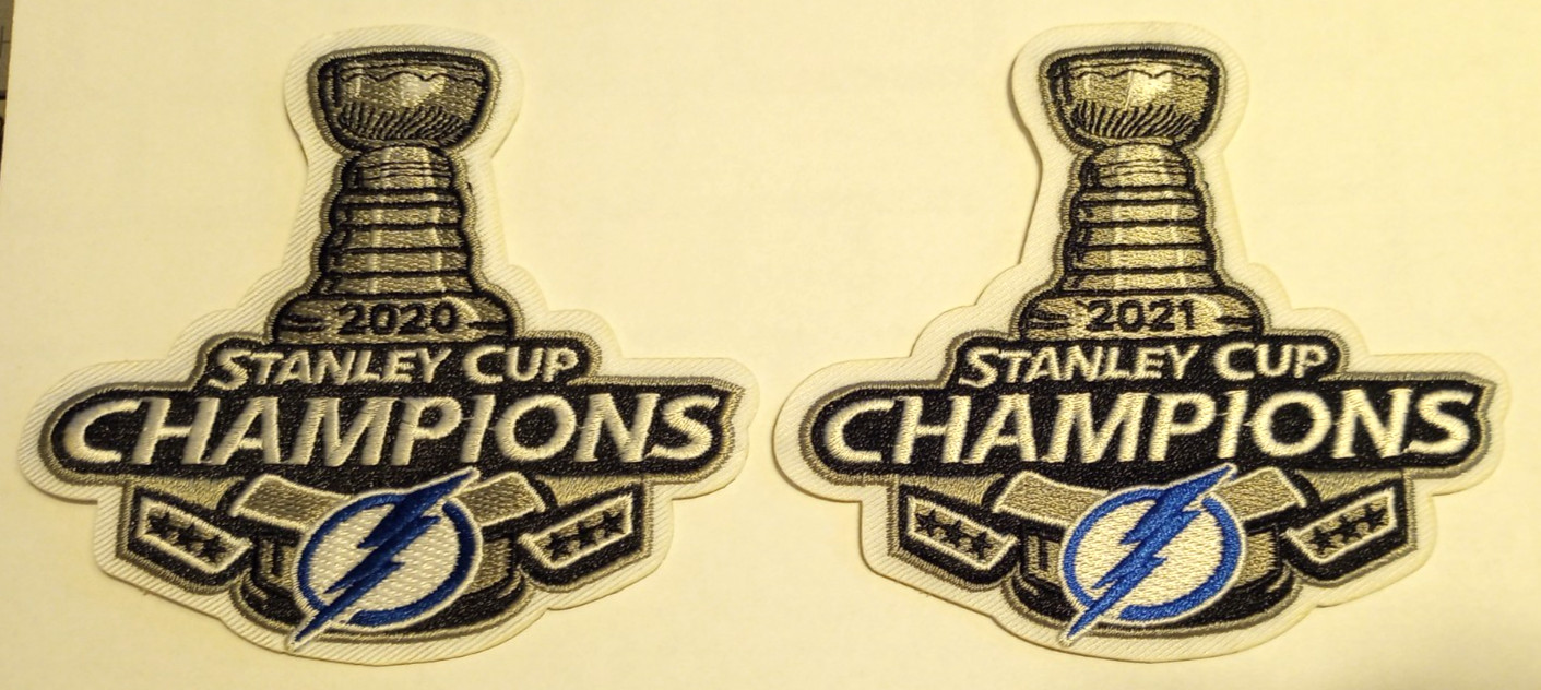 Tampa Bay Lightening 2020 & 2021 Stanley Cup Patch SET~3 1/2" x 3 7/8"~Iron On
