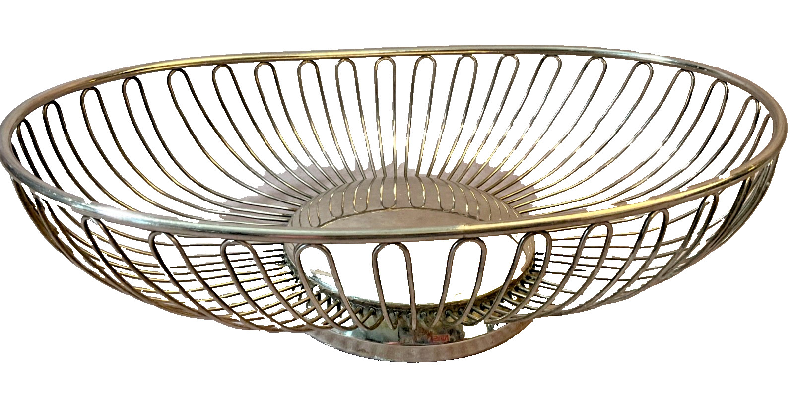 11.5 in  x 7.25 inch Metal Wire Basket Bowl 3.25 in Tall Hong Kong AS IS