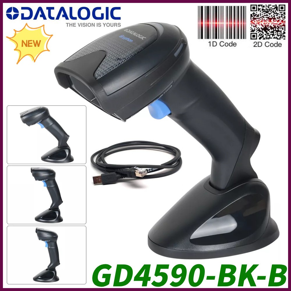 Datalogic Gryphon GD4590-BK-B All-in-One 2D Barcode Scanner W/ USB Cable+ Base