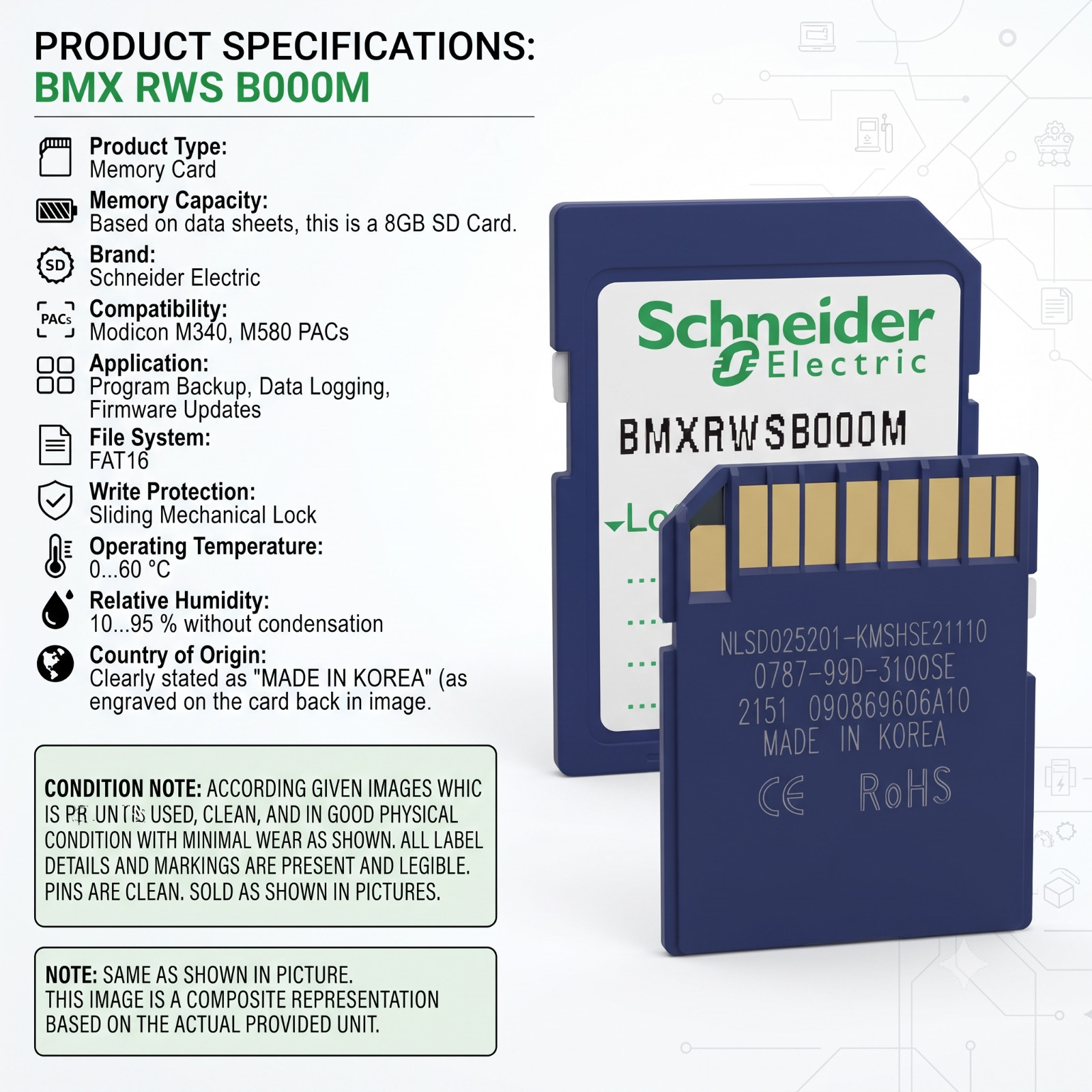 SCHNEIDER ELECTRIC BMXRWSB000M MEMORY CARD MODULE