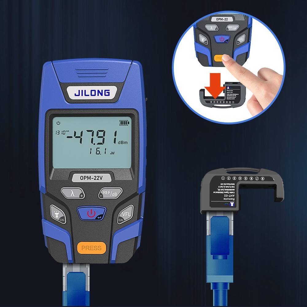 Optical Power Meter w RJ45 -70~+6dbm , 10mw VFL JILONG OPM-22V Fiber Optic Teste