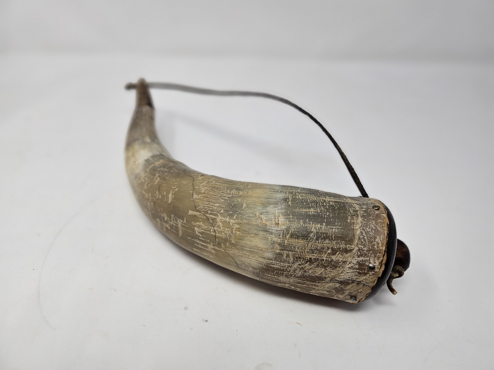 ANTIQUE RIFLEMAN'S POWDER HORN  1800s  American Soldier Militia Musket