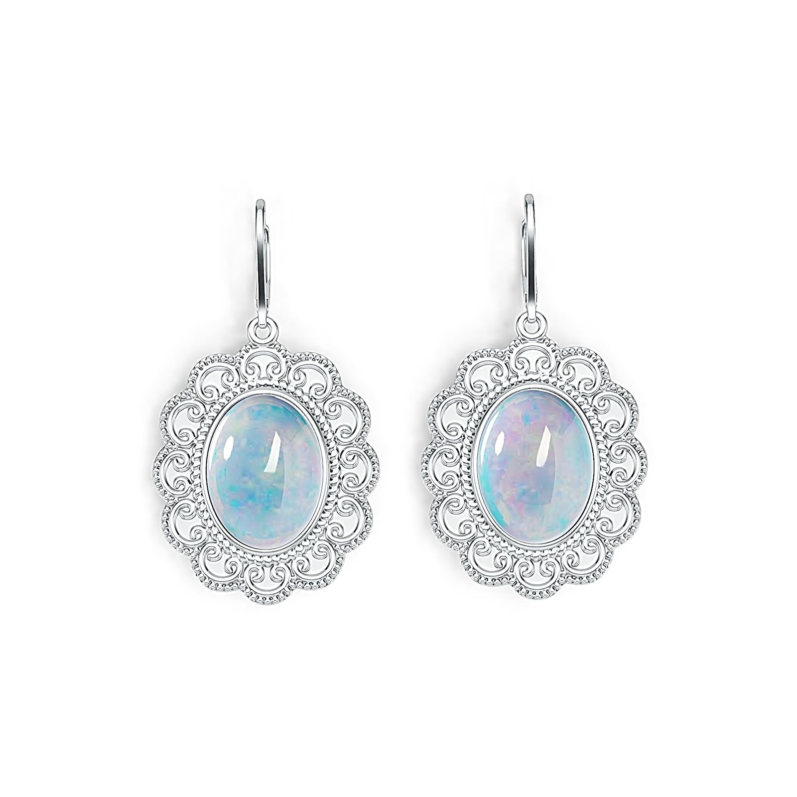 Sterling Silver Semi Mount Earrings Setting Oval OV 16X12mm Cabochon