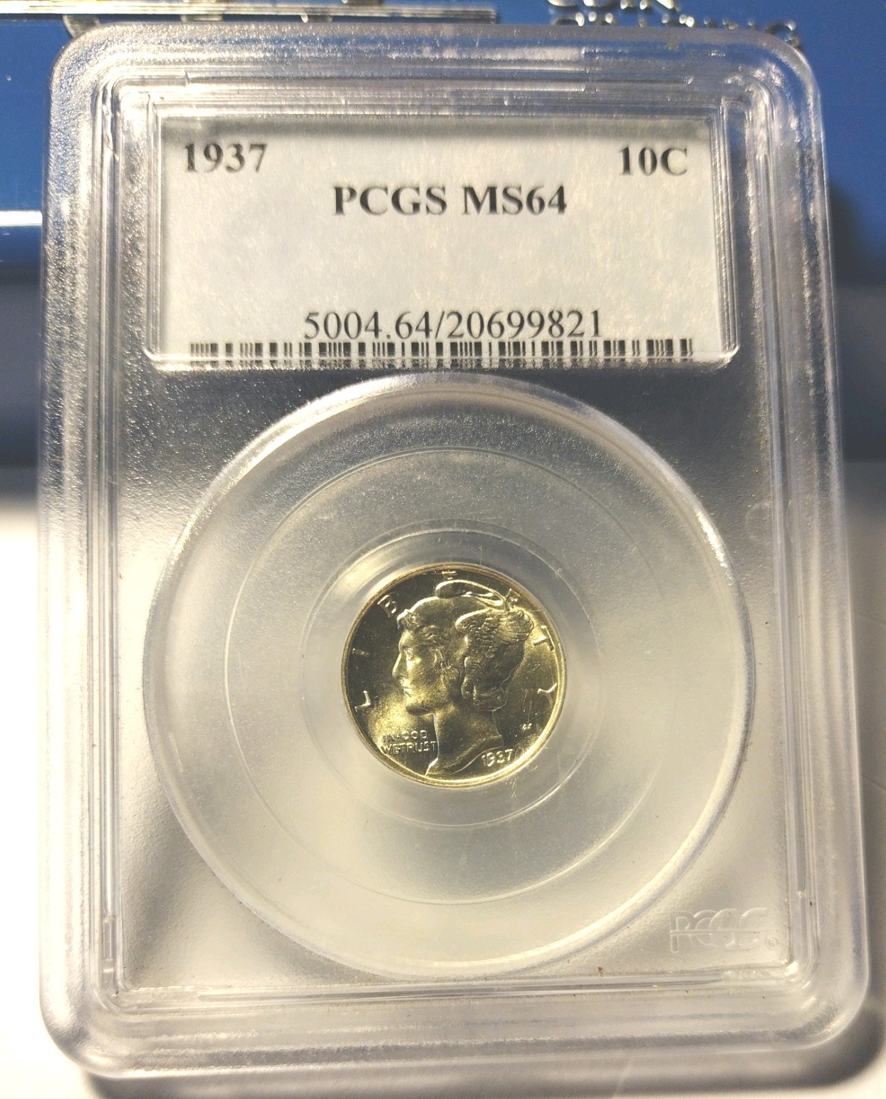 1937 MERCURY DIME PCGS MS64. BRILLIANT LUSTER!