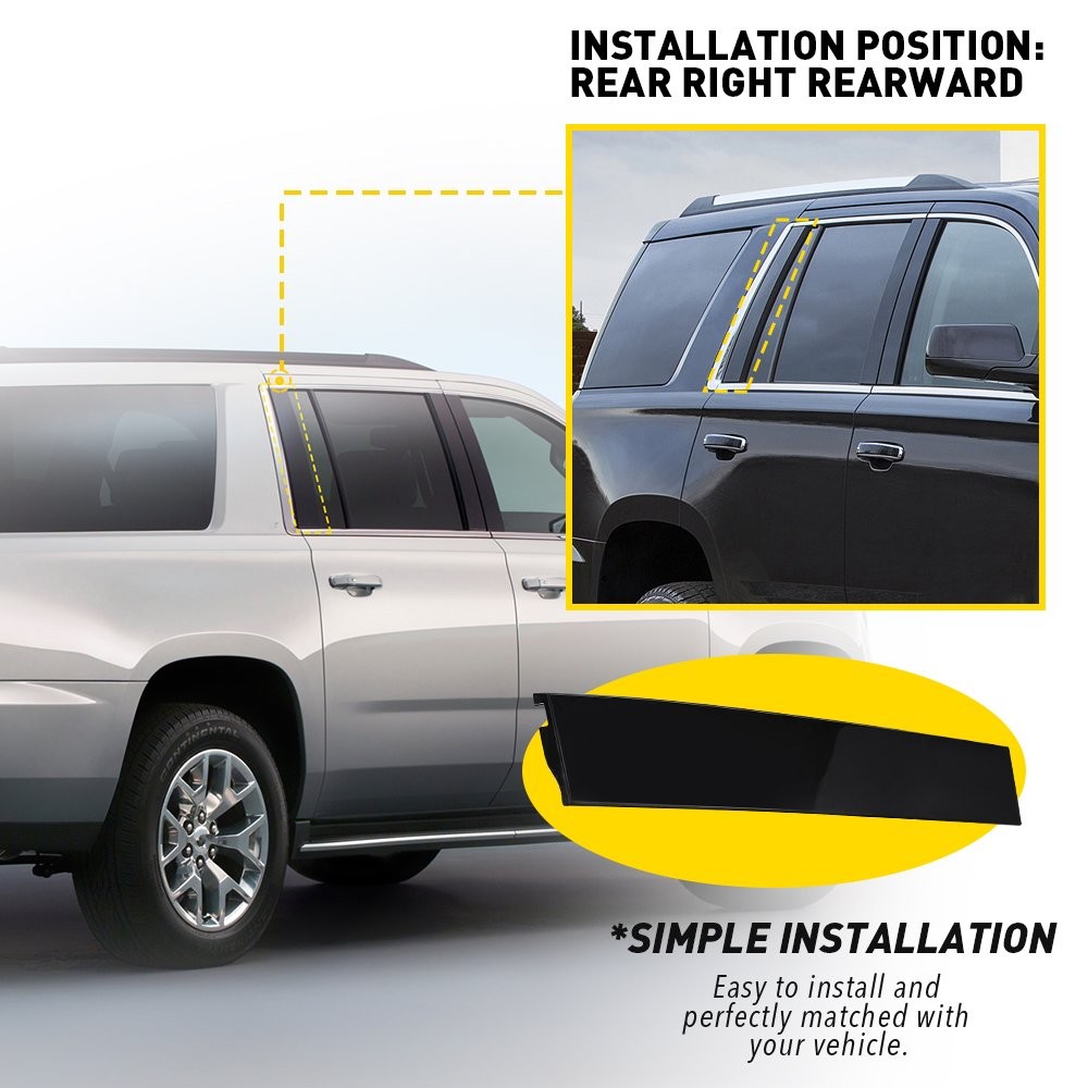 Rear Right RH B-Pillar Trim Molding Door Applique For 2015-18 GMC Yukon XL 1~10X