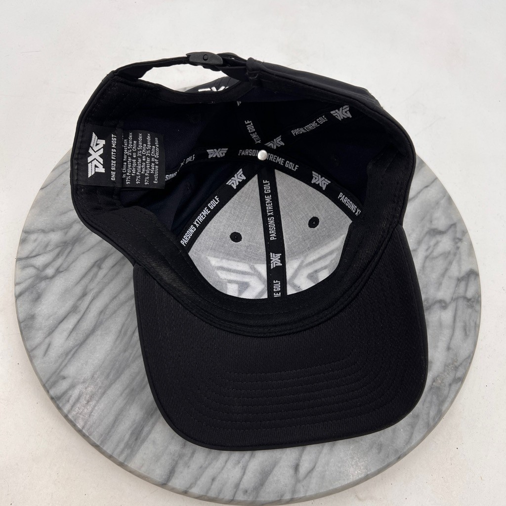 PXG Hat Mens One Size Black Strapback Adjustable Stretch Embossed Logo Golf Cap