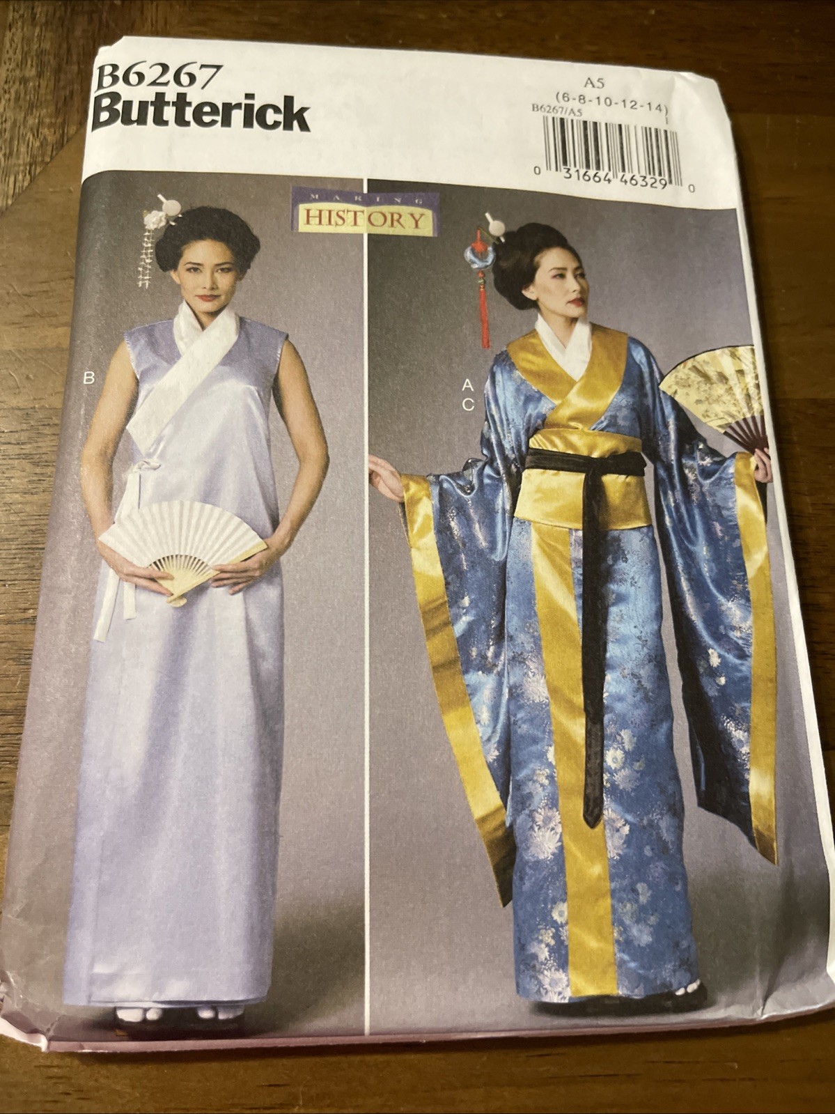 Butterick Costume Pattern B6267 Ms MAKING HISTORY Kimono~Wrap Dress~Obi Sz 6-14