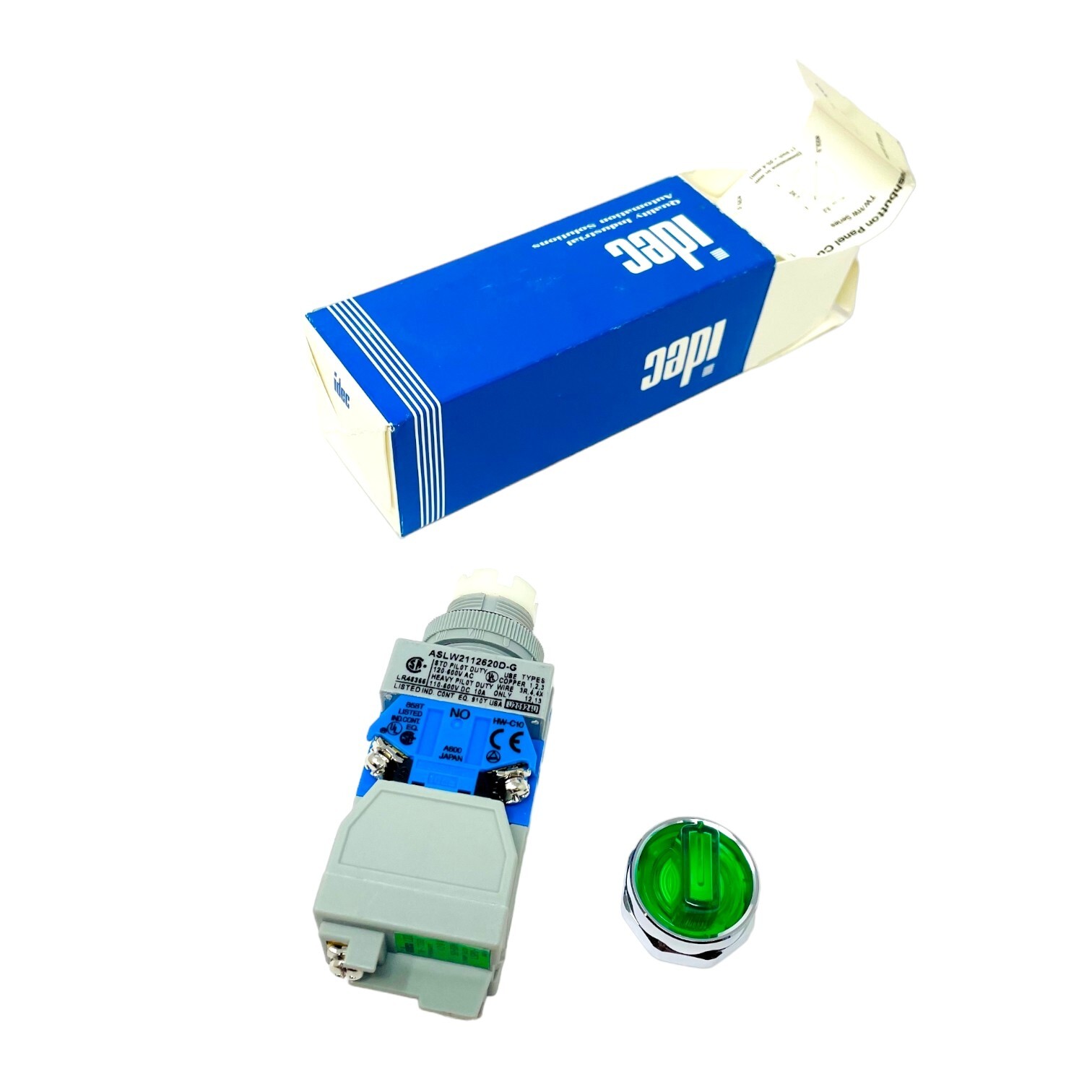 Idec ASLW2112620D-G Illuminated Selector Switch Green Made in Japan