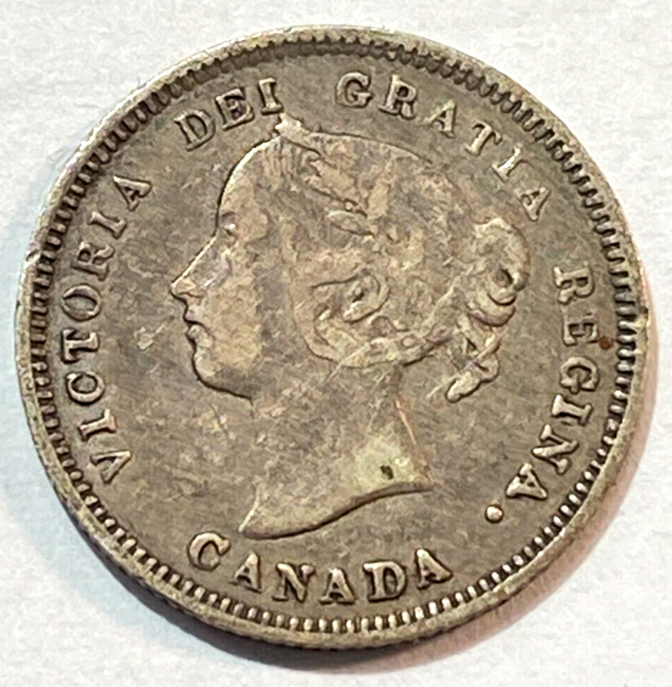 1890-H Canada Five Cents Nice Original XF KM-2 CHRC
