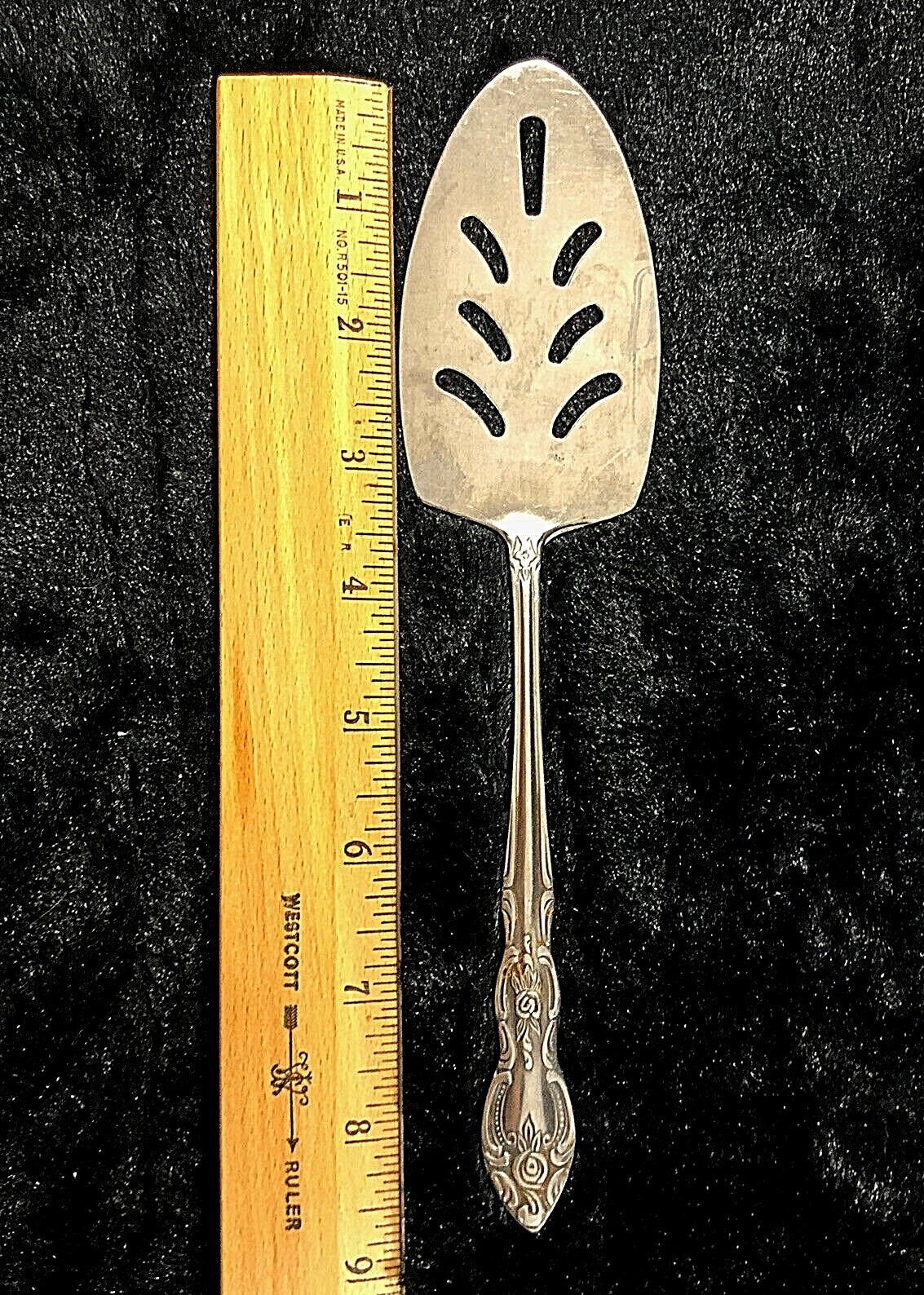 Stanley Roberts Dynasty Stainless Steel Pierced Pie Server 8.75" Glossy Floral