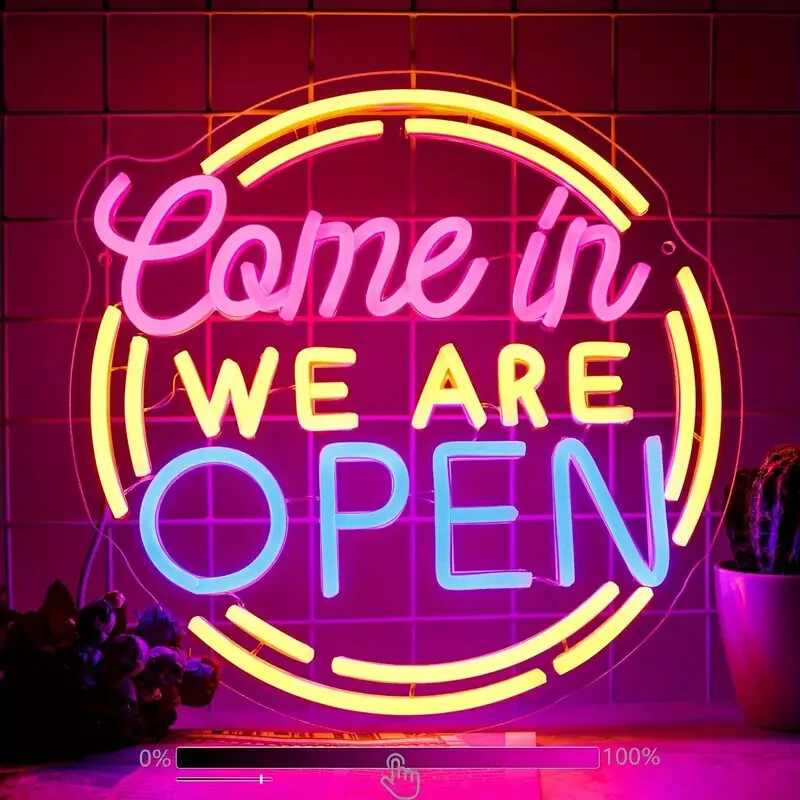 Come in We Are Open Neon Sign for Wall Decor, USB Neon Lights for party bar Led