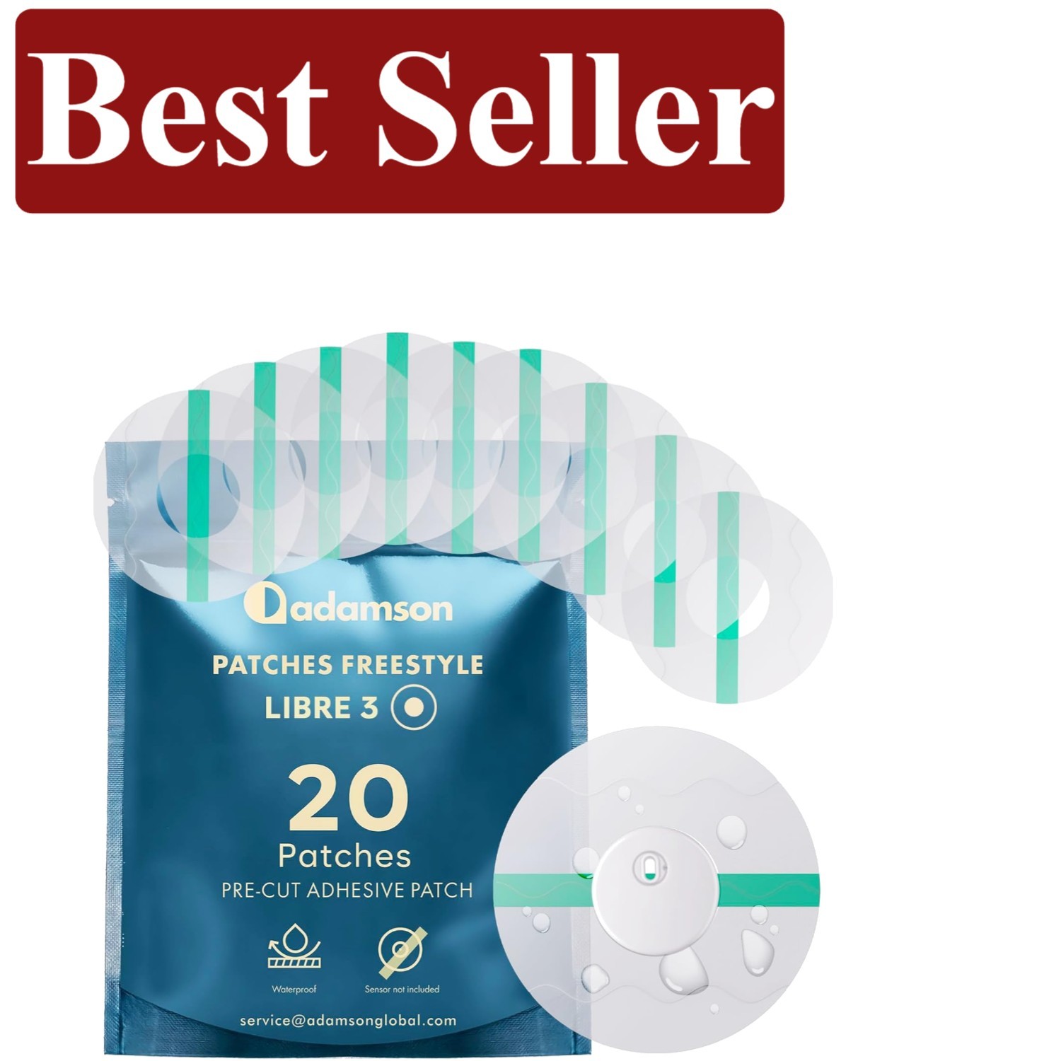 Freestyle Libre 3 Patches - 20 Easy Apply, Waterproof, Transparent Sensor Covers