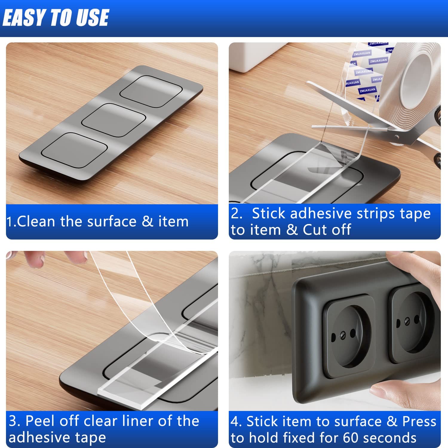 Double Sided Heavy Duty Nano Tape for Wall Carpet Picture Hanging