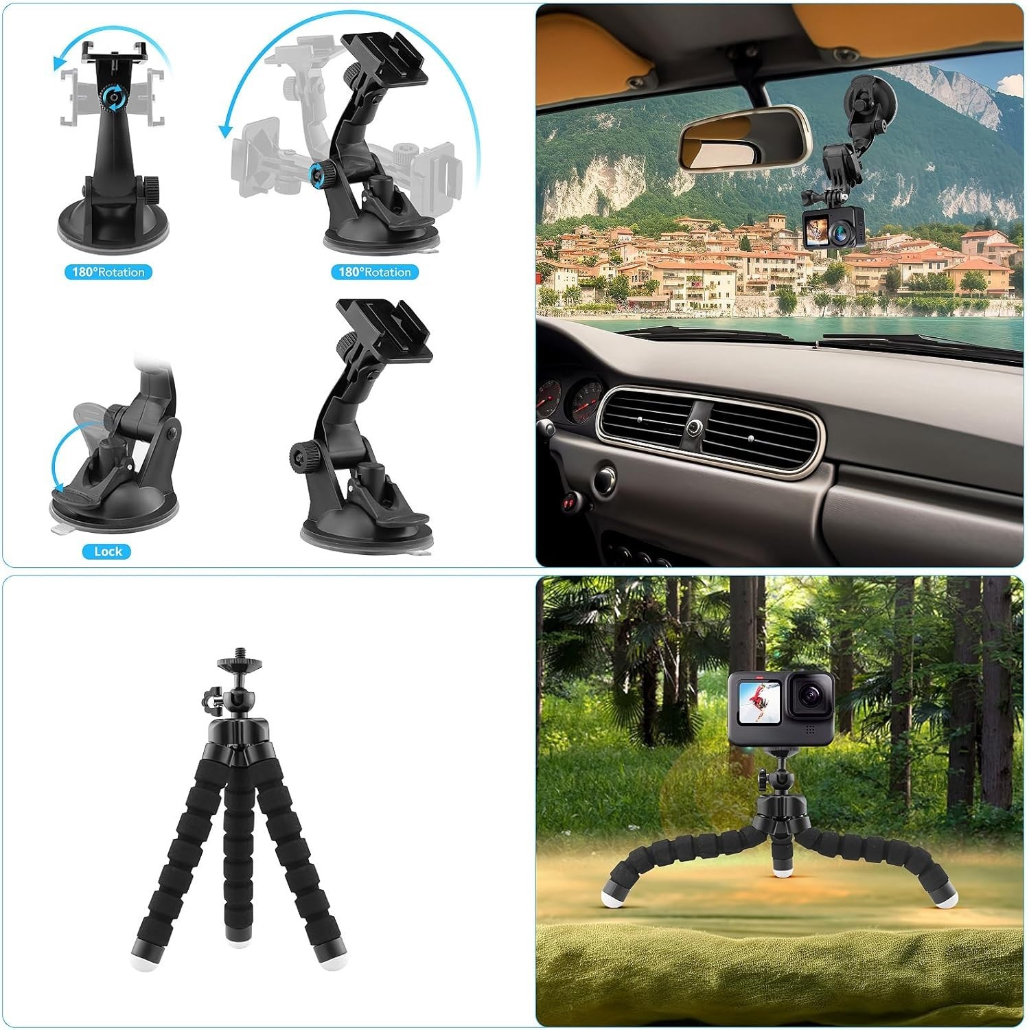 Action Camera Accessories Kit - Compatible for GoPro, AKASO, Campark, Crossto...