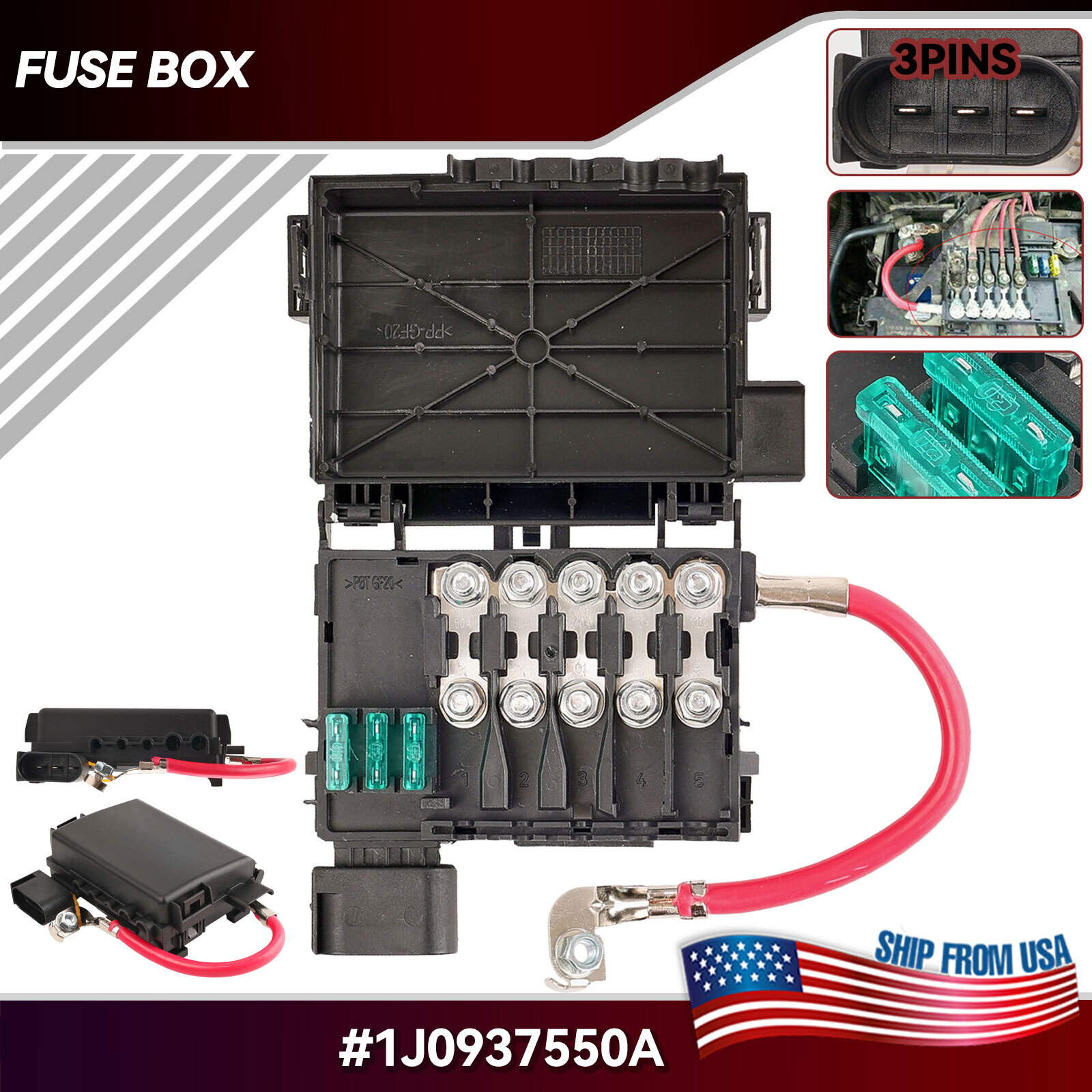 Fuse Box Battery Terminal 1J0937550A Fits for VW Jetta Golf Mk4 Beetle 1999~2004