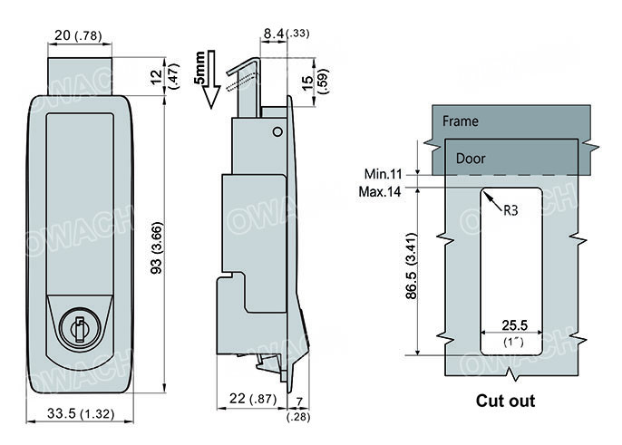 Door latch panel lock push-to-close for Dell PowerEdge Server Rack Enclosure
