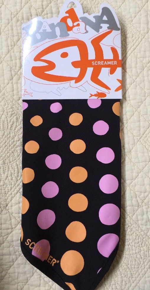 Screamer Wind Proof Bandana Black W/ Pink-Orange Polka Dots Adult One Size