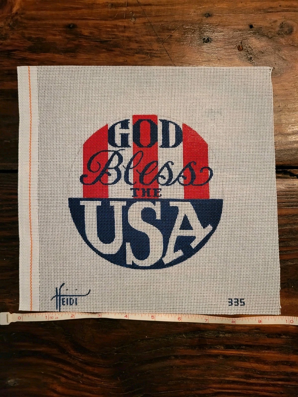 God Bless The USA Needlepoint Canvas By Heidi Stanley