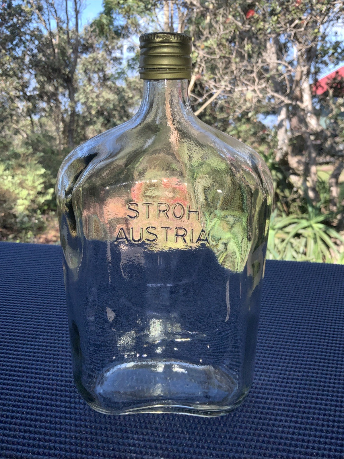 Vintage Stroh Austria Rum Concave Rum Flask Bottle Empty 🔥 001