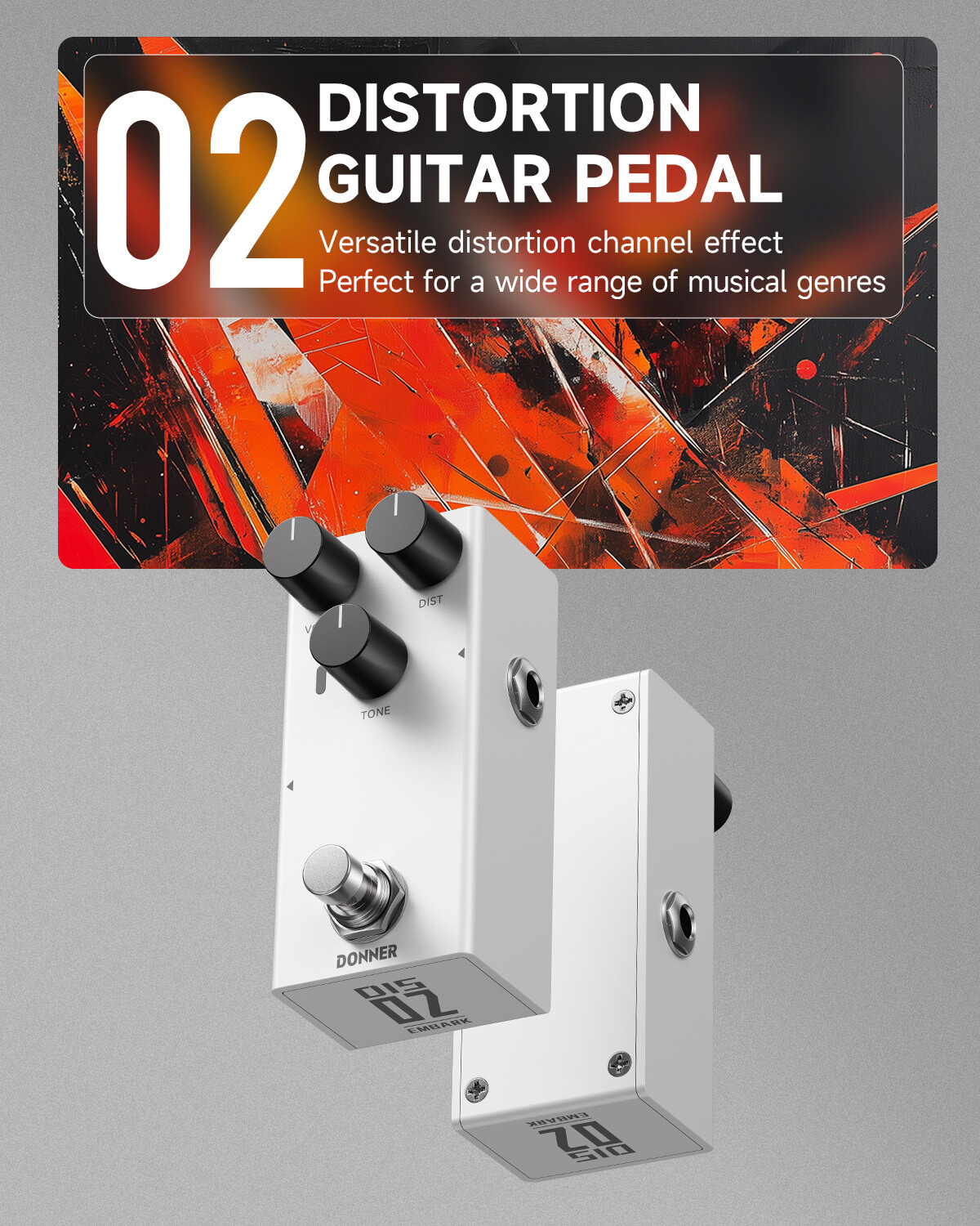 Donner EMBARK 02 Distortion Analog Guitar Effects Pedal DIY Shell True Bypass