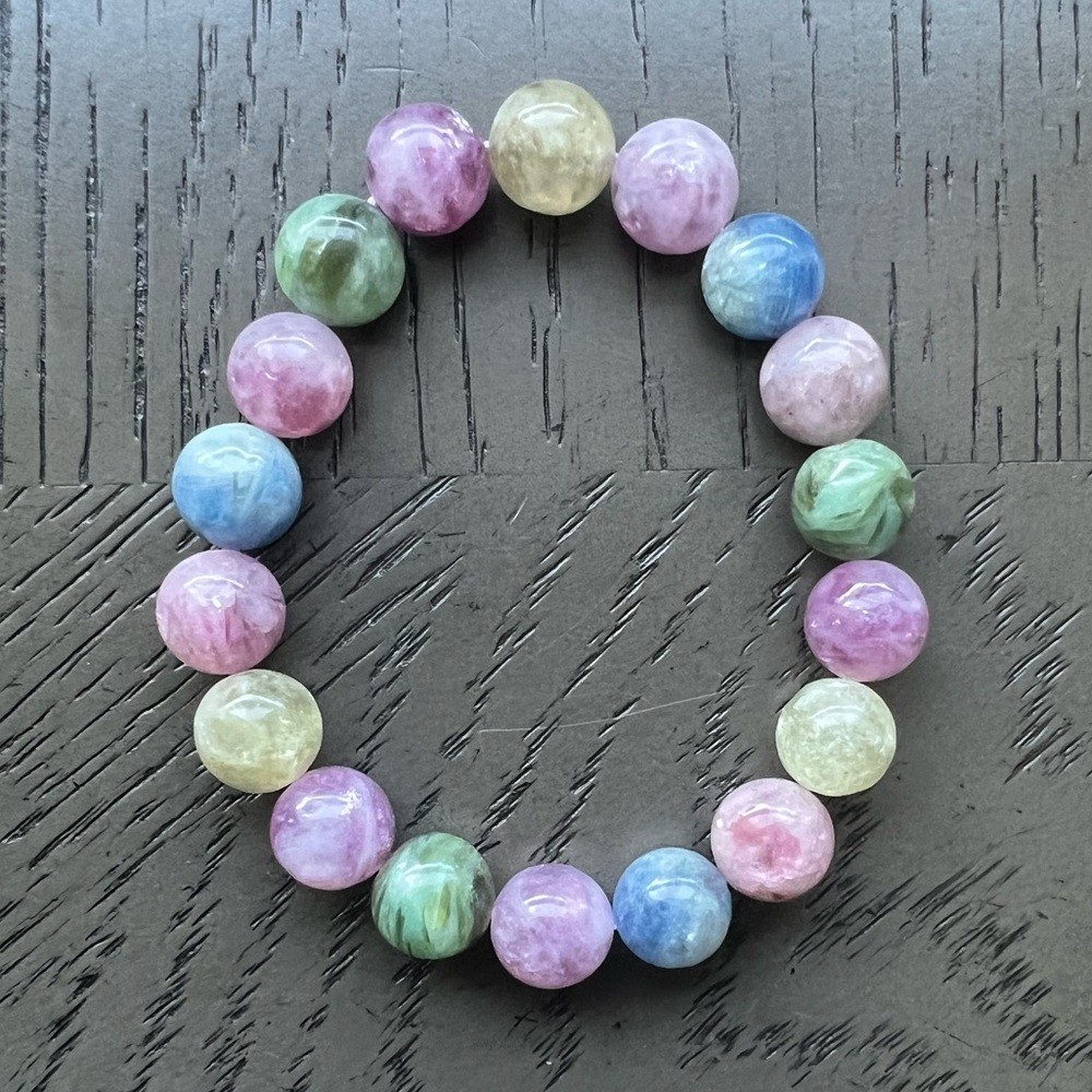 Lepidolite kyanite bracelet 11mm SIZE 6.75’