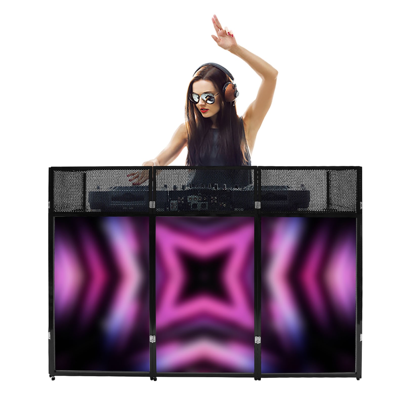23“x73” DJ Booth Table Foldable DJ Stand Free Standing DJ Booth Stand 20kg max.