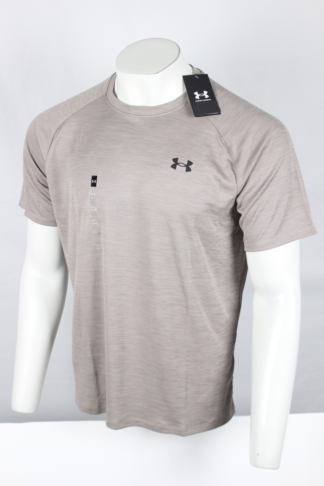 Under Armour Men's Tech Textured T Shirt Short Sleeve Taupe Dusk 1382796 200