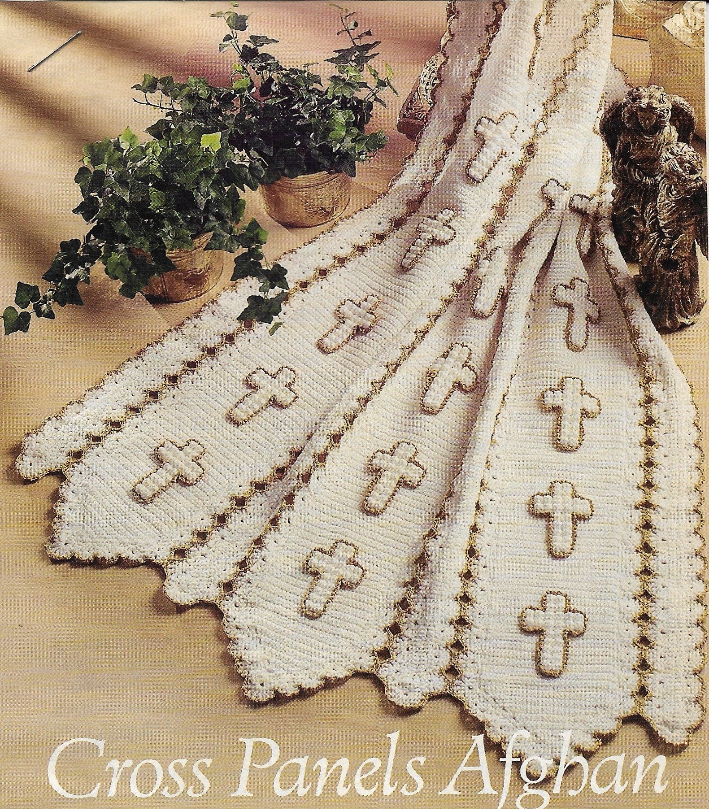 Cross Panels Afghan crochet pattern instructions