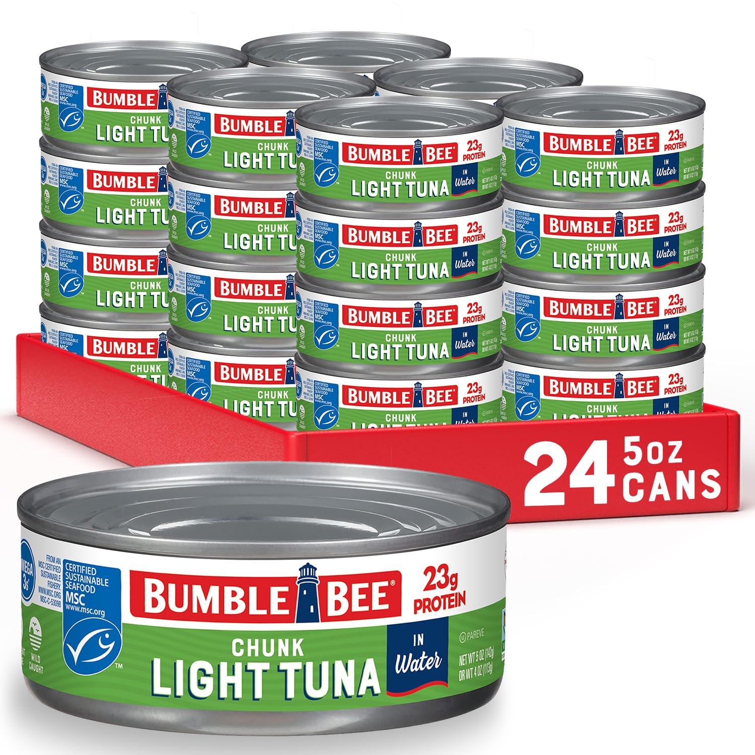 Chunk Light Tuna In Water Wild Caught Skipjack Tuna 5 oz Cans Pack of 24 MSC