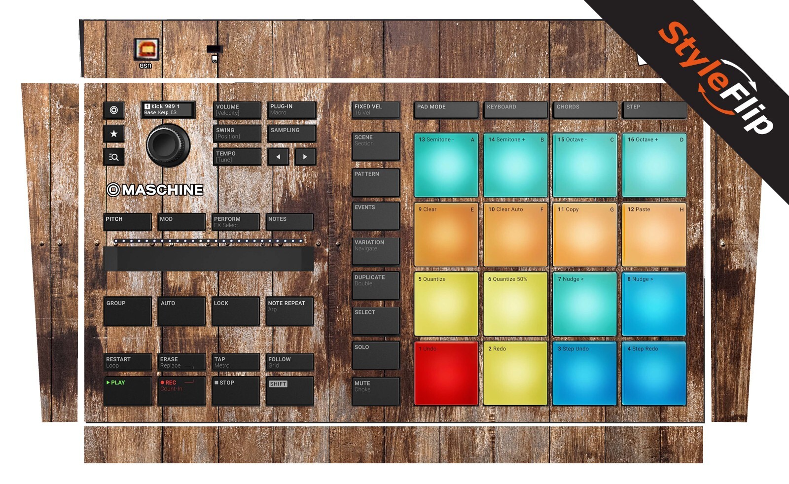 NI Maschine Mikro MK3 Skins | Wood 1 | Protective Decal | StyleFlip Skins