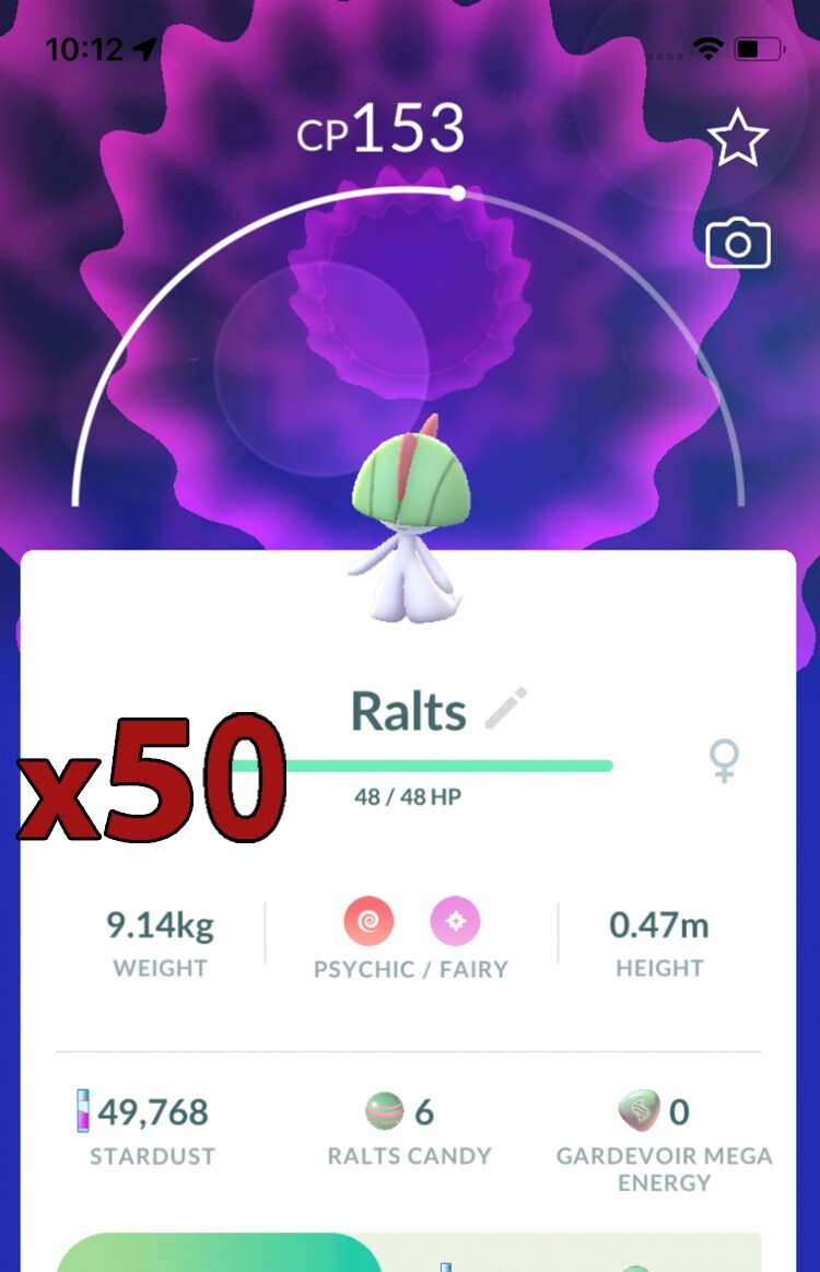 50x Ralts Pokemon Bundle !! Good Chance of Lucky and Good IVs !! Go
