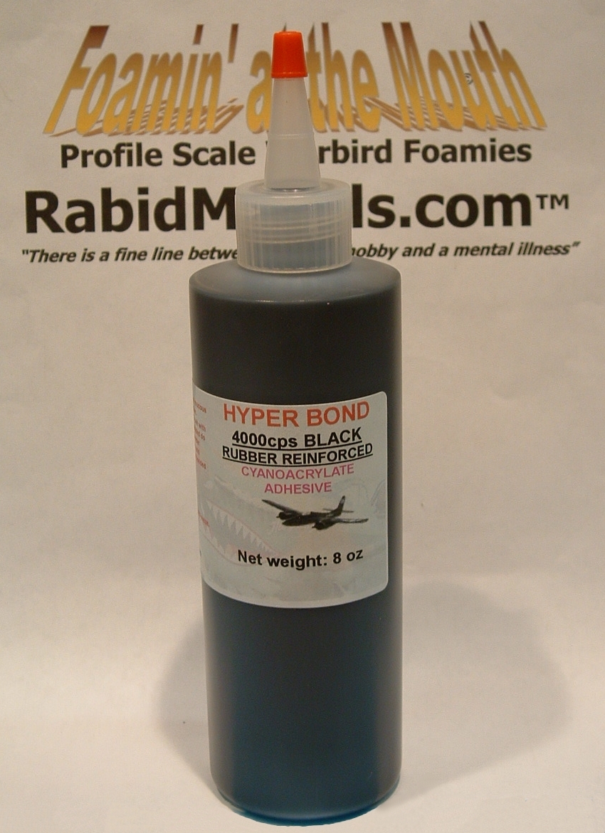 BLACK RUBBER-TOUGHENED CA SUPER GLUE 8 oz bottle THICK Cyanoacrylate Adhesive