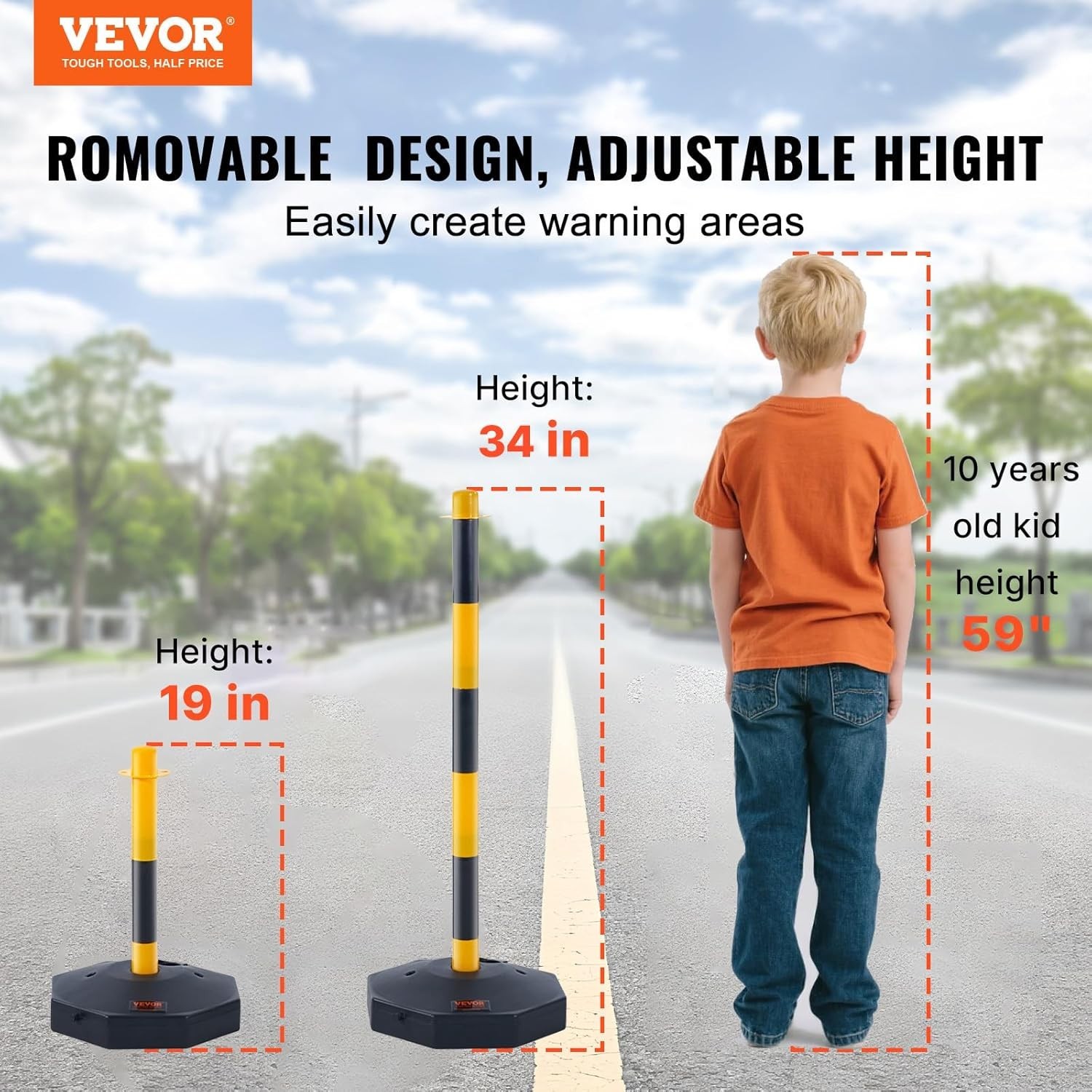 Adjustable Traffic Delineator Post Cones, 4 Pack, Traffic Safety Delineator B...